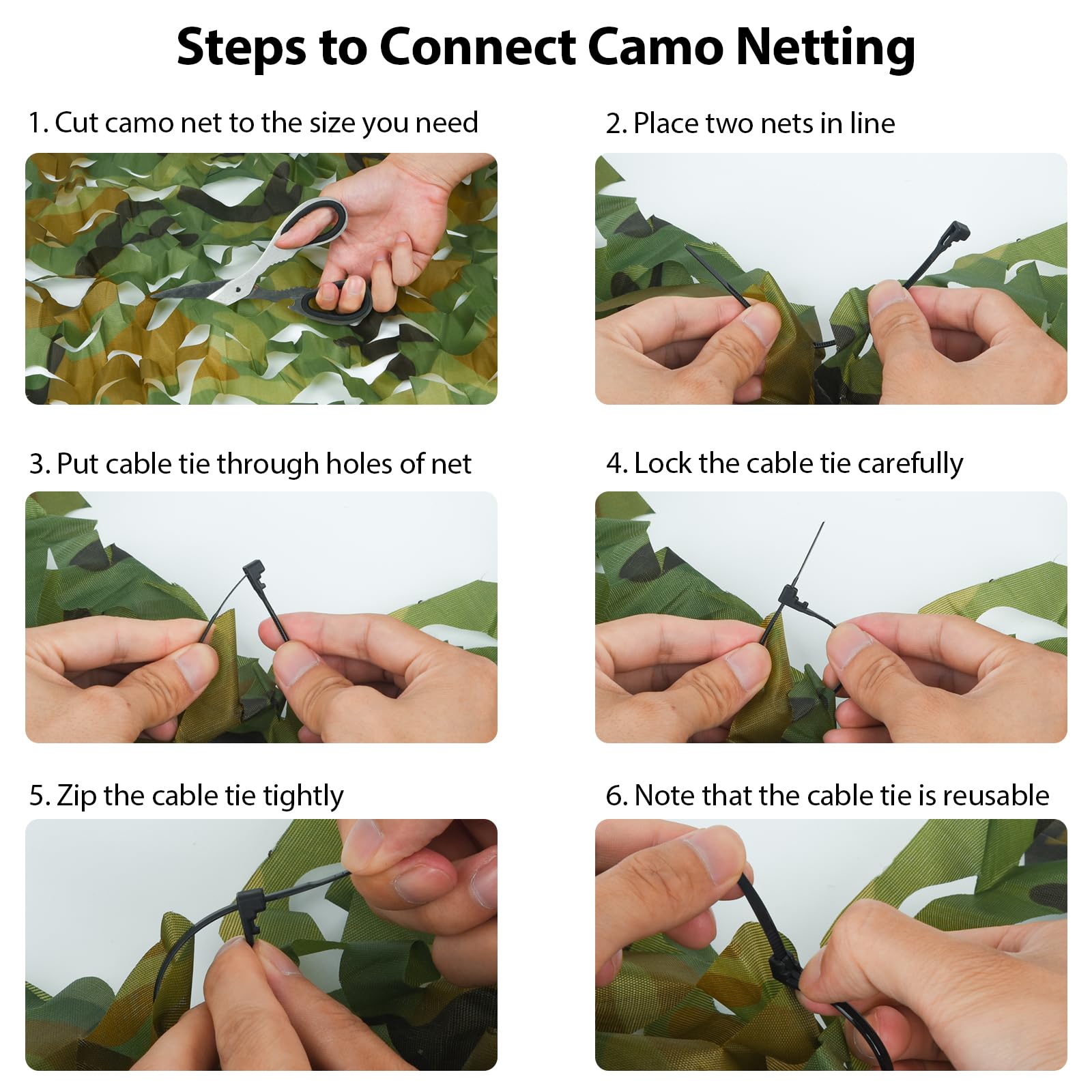 Yeacool Camo Netting Camouflage Netting Camo Blind Army Net Sunshade Mesh for Hunting Military Decorations Party Shooting (Woodland Camo, 6.5ftx4.9ft, 2m*1.5m)
