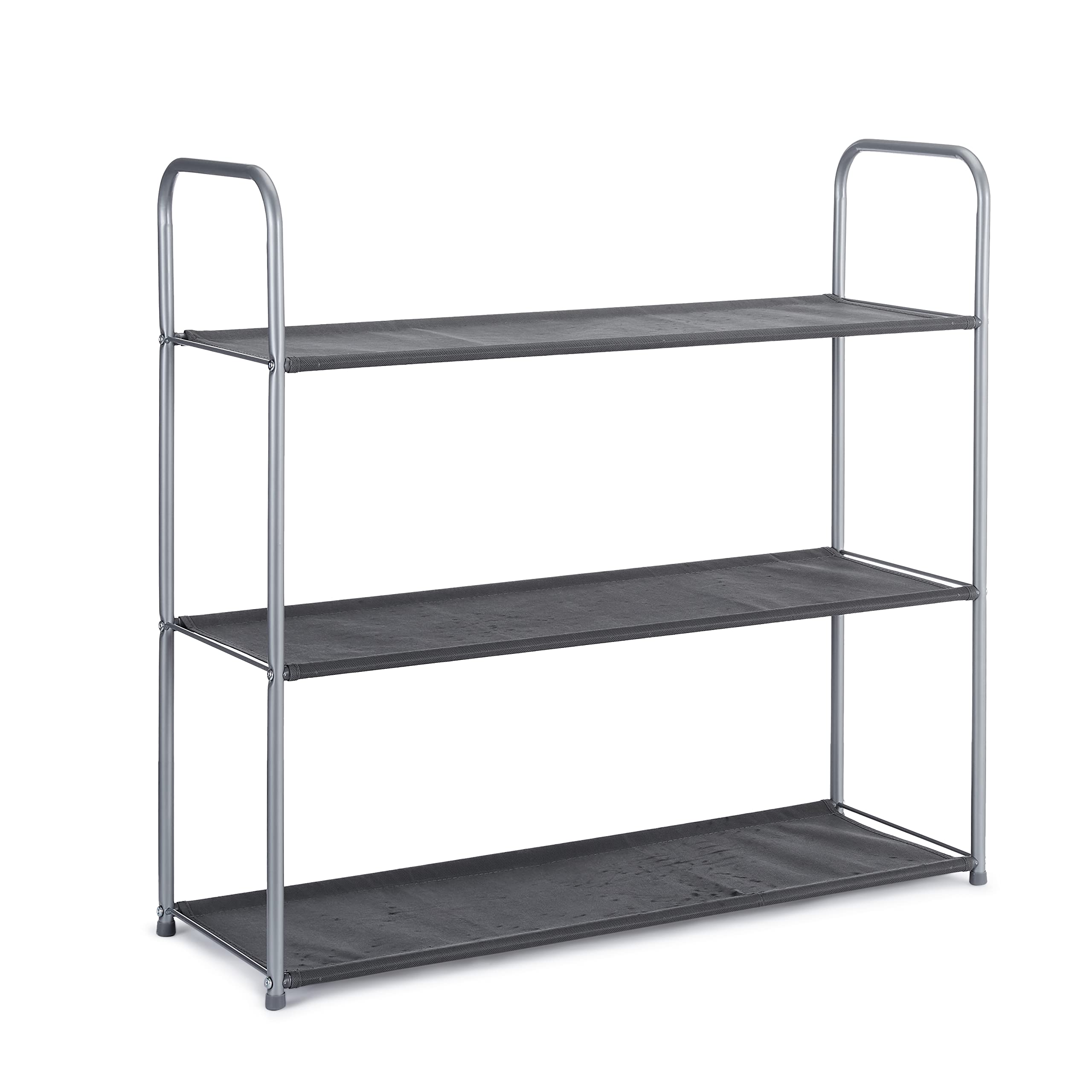 Amazon Basics Closet Storage Organizer with Fabric Bins, Drawers and 3 Shelves, Grey, 32.7" x 12.2" x 31"