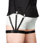 Kedofe Mens Shirt Stays Upgrade Adjustable Elastic Garter Military Shirts Holder with Non-slip Locking Clamps (Black)