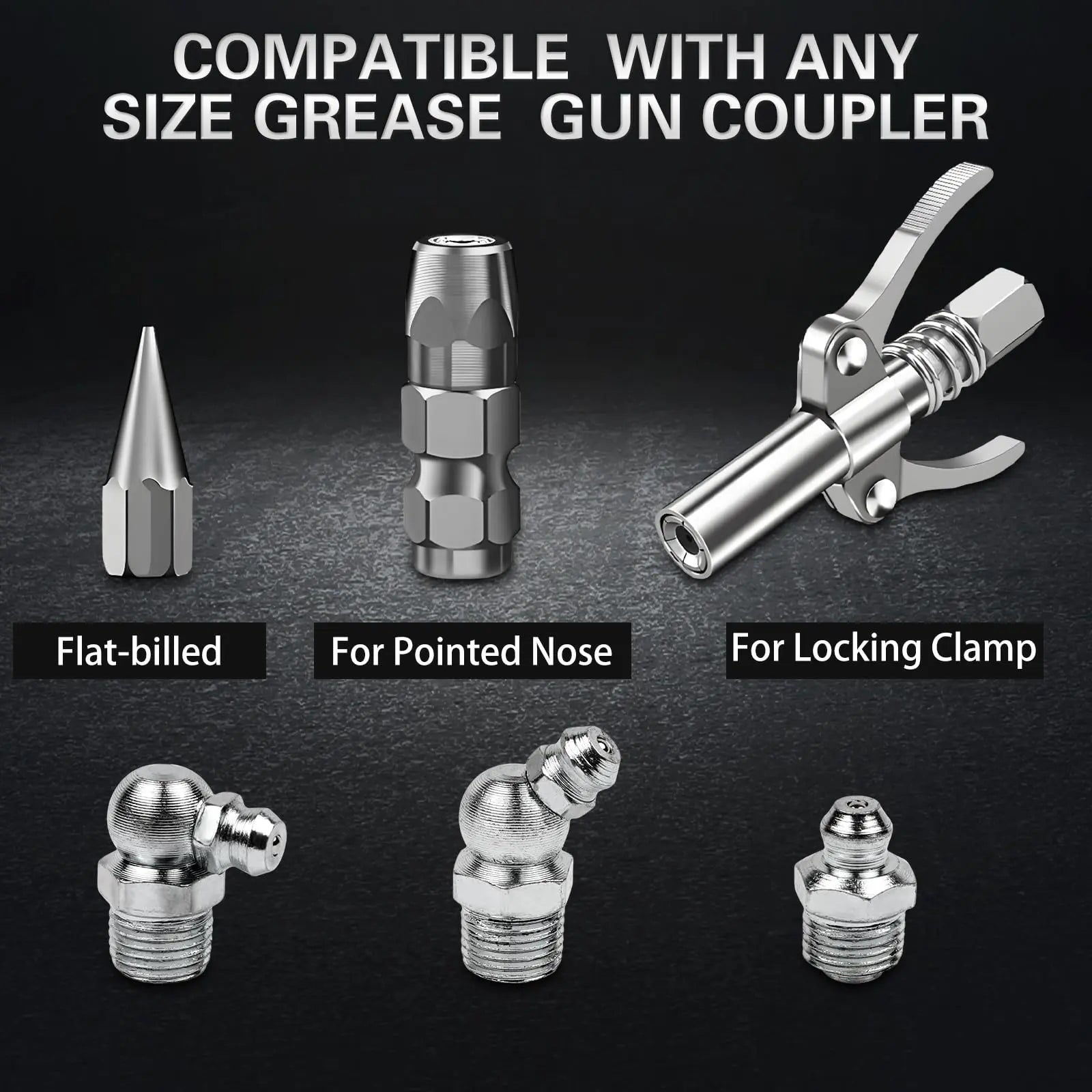 60Pcs Grease Fittings Kit, 1/4 & 1/8 Inch BSP Grease Zerk Fittings Assortment with 90 Degree, 45 Degree, and Straight Angle for Automotive, Tractors, and Industrial Machinery