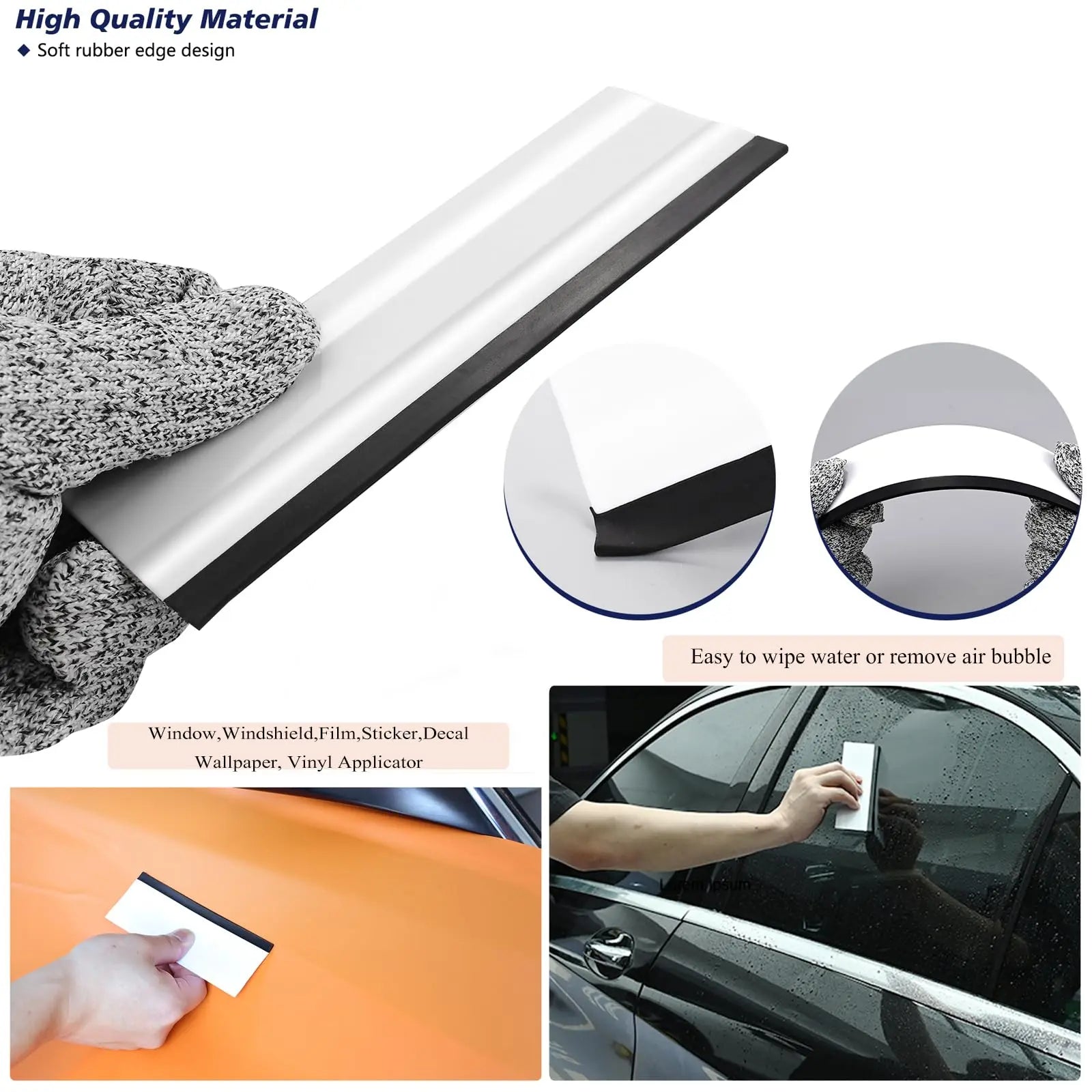 EHDIS Vinyl Wrap Tool Window Tint Kit 7 Pieces Vehicle Tinting Tools Car Glass Protective Film Wrapping Installation Set Included Vinyl Scraper, Window Rubber Squeegee,Cutting Knife with Blades