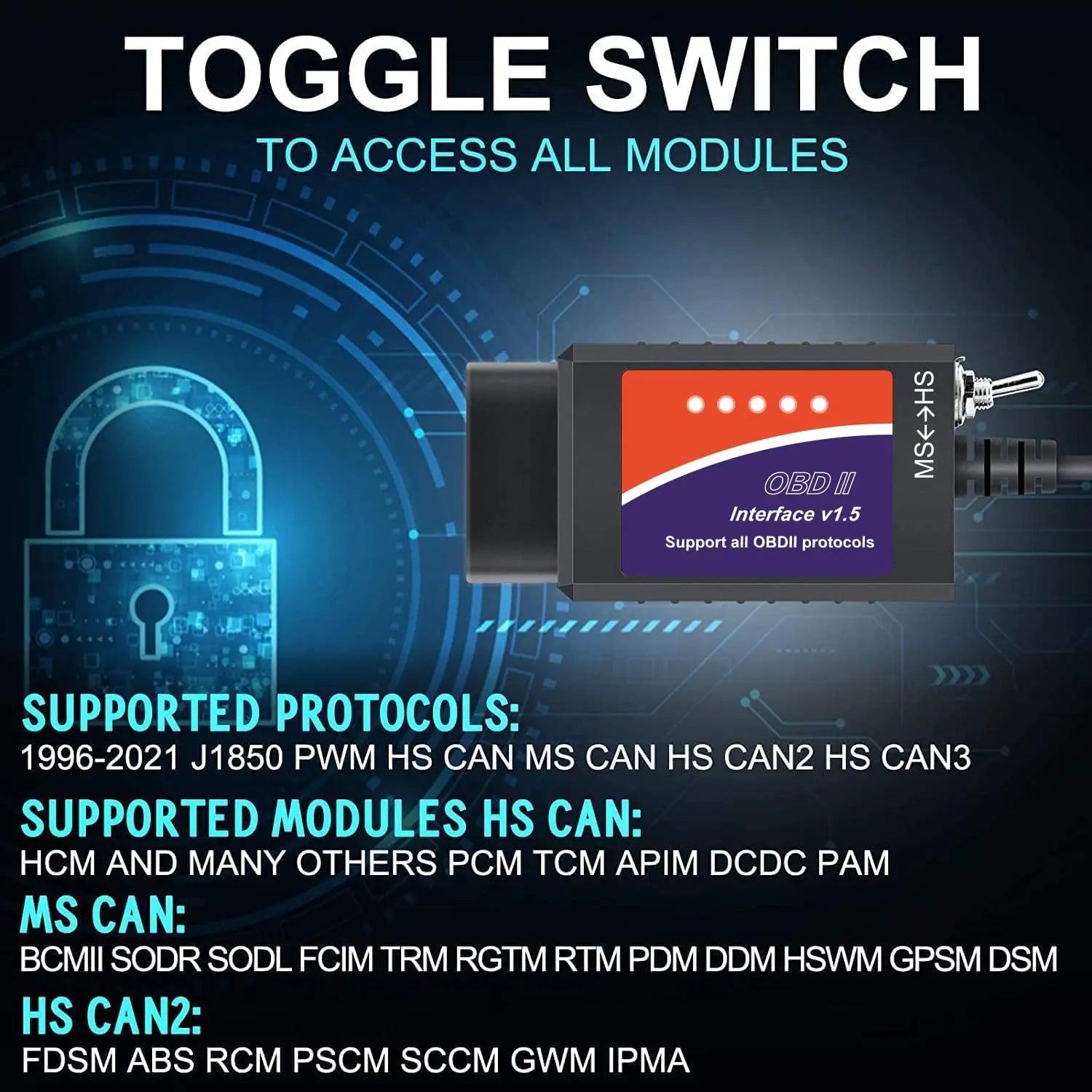 ELM327 USB Adapter OBD2 Scanner for Windows, ELMconfig FoCCCus Diagnostic Scan Tool with MS-Can/HS-Can Switch for Ford Lincoln Mazda Mercury Series Vehicles