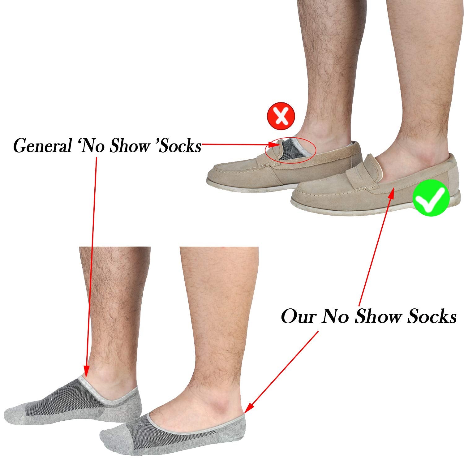 JORMATT 6 Pairs Mens Women Genuine No Show Socks Boys Sneaker Shoes Mesh Knit Low Cut Athletic Cotton Socks Non Slip, Men Shoe size 10-14