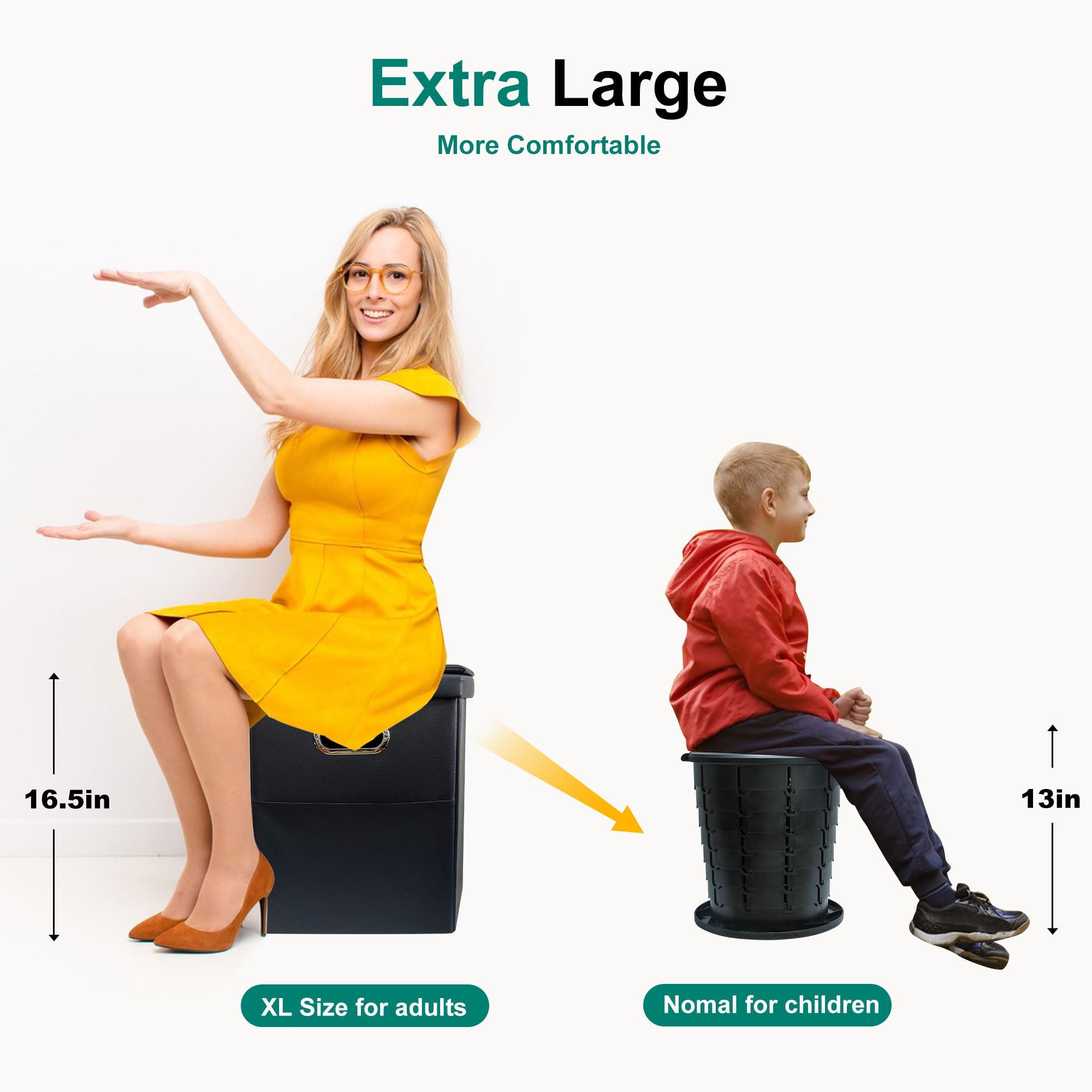 Ann Katy Upgrade XL Portable Toilet for Adults, Extra Large Portable Travel Floding Camping Toilet, Camping Tall Toilets with Lid for Kids Compact Potty for Car,Hiking,Beach,Toilet Storage Stool
