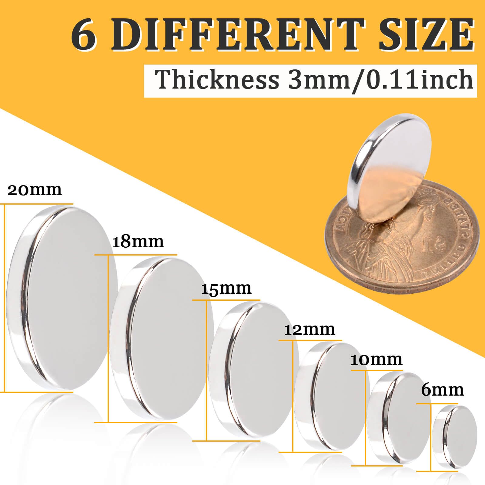 MIN CI 40 Pcs Super Strong Neodymium Disc Magnets, 18 mm x 3 mm Small Magnets for Dry Erase Board Whiteboard Office Fridge Crafts, Mini Round Rare Earth Magnet s for Building Scientific Models