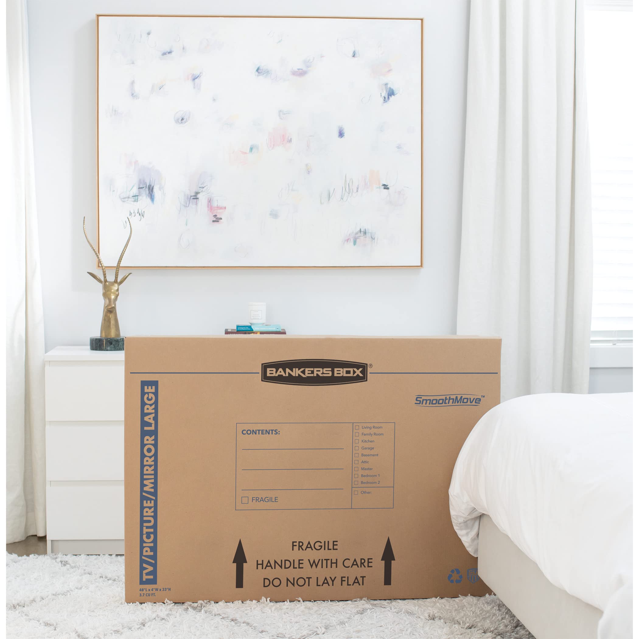Bankers Box Large - up to 55" TV/Picture/Mirror - Moving Box 4 Pack, 48-in x 4-in x 33-in (7711301)