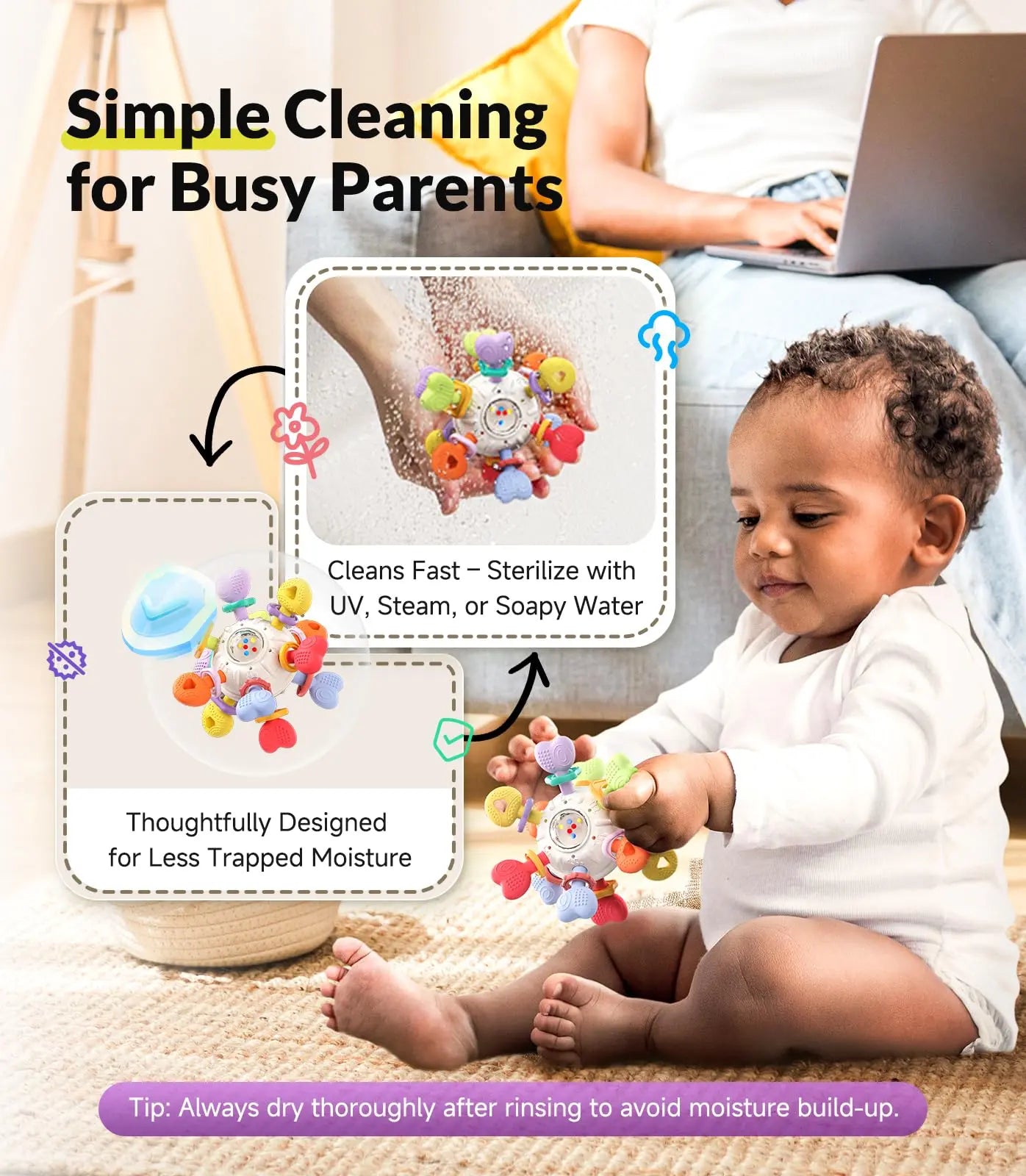 Baby Teething & Rattle Toys – Safe, Multi-Functional BPA-Free Silicone Sensory Learning Toys for Infant 0-12 Months–Teething Relief & Fun Play – Perfect Baby Gift for Boys & Girls