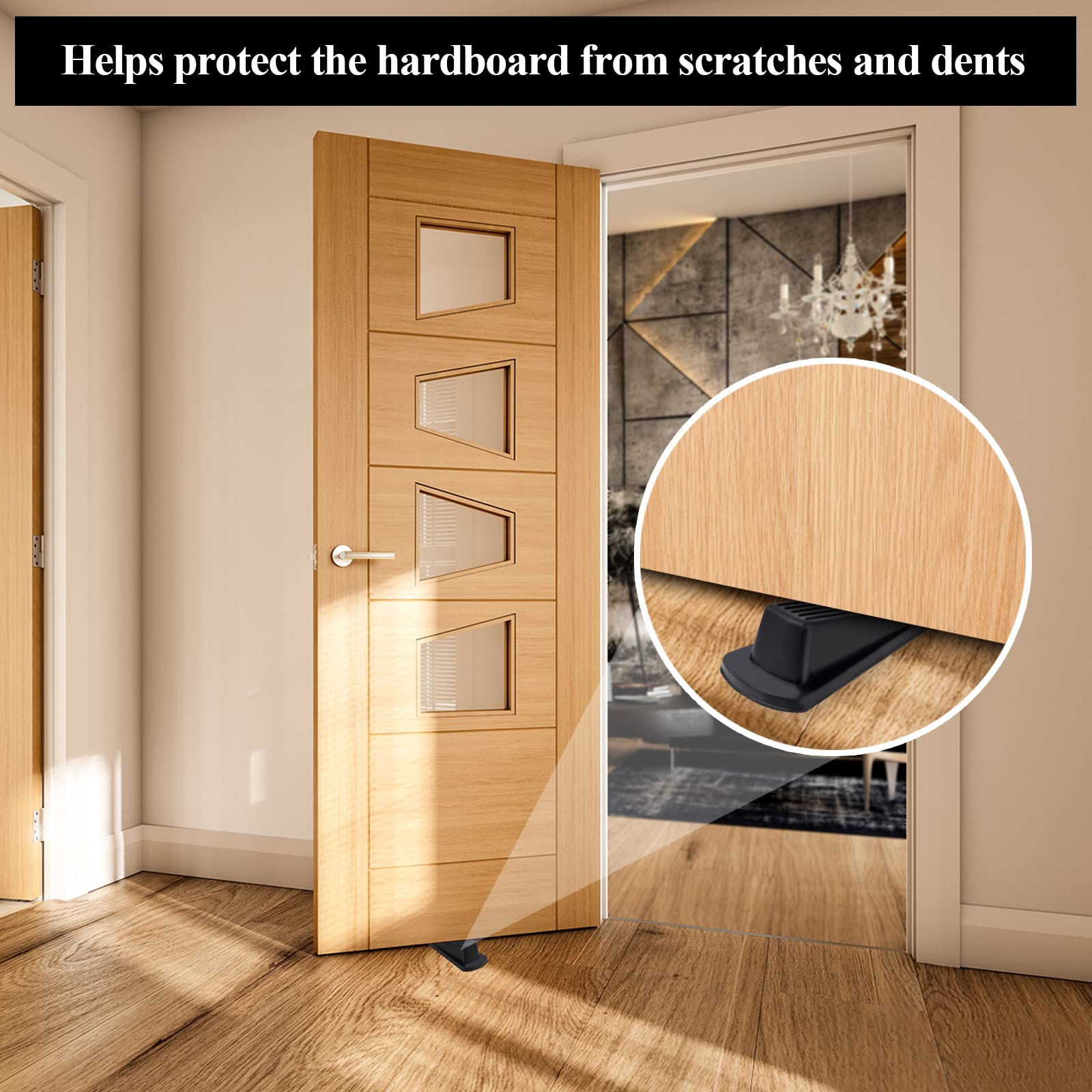 4 Pack Door Stoppers for Bottom of Door, Rubber Door Stopper Wedge, Sturdy Stackable Door Stops for Floor