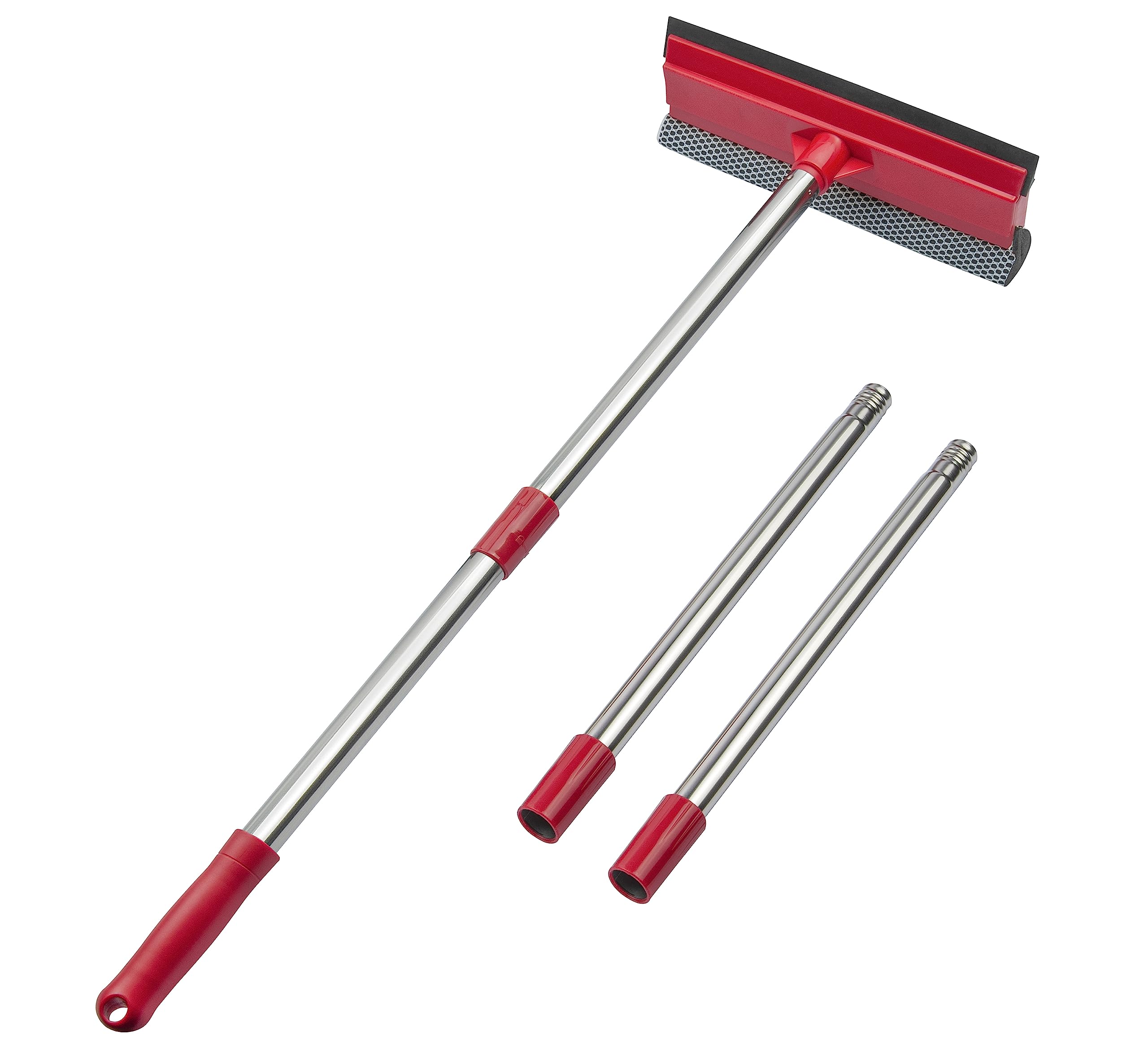 DSV Standard Fensterwischer, 2-in-1 Fensterreiniger mit 140 cm langen Verlängerungsstangen, Fensterputz-Set, Glasreiniger für Türen, Mehrzweck-Windschutzscheibenreiniger mit langem Griff für hohe Außenfenster