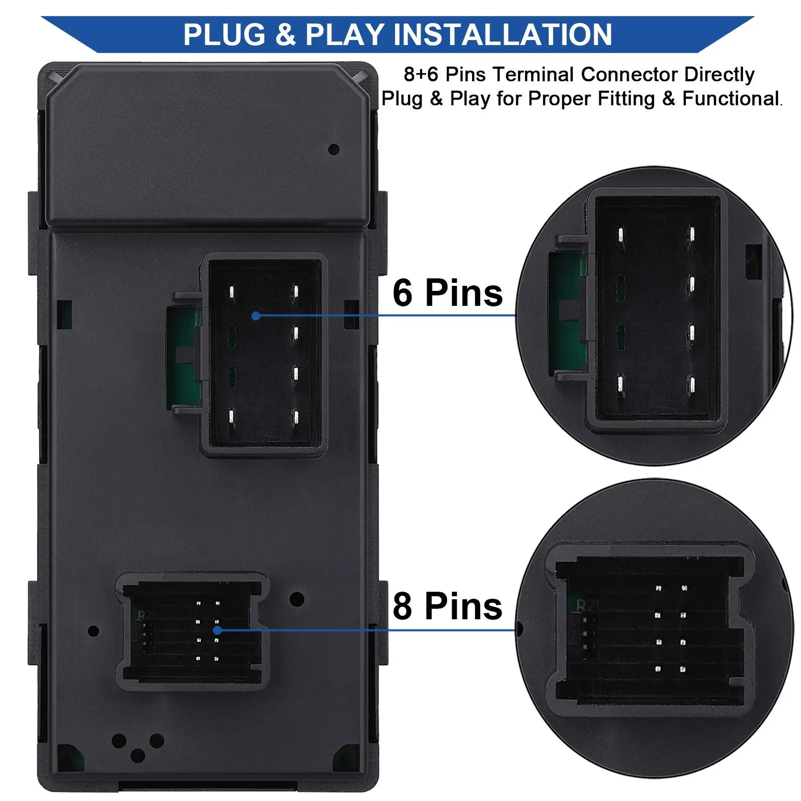 Obaee Driver Side Power Master Window Switch, Compatible with Chevy Silverado/Chevrolet Traverse/HHR/2007-2013 GMC Sierra/Yukon/Buick Enclave Replace OE 20945129 25789692