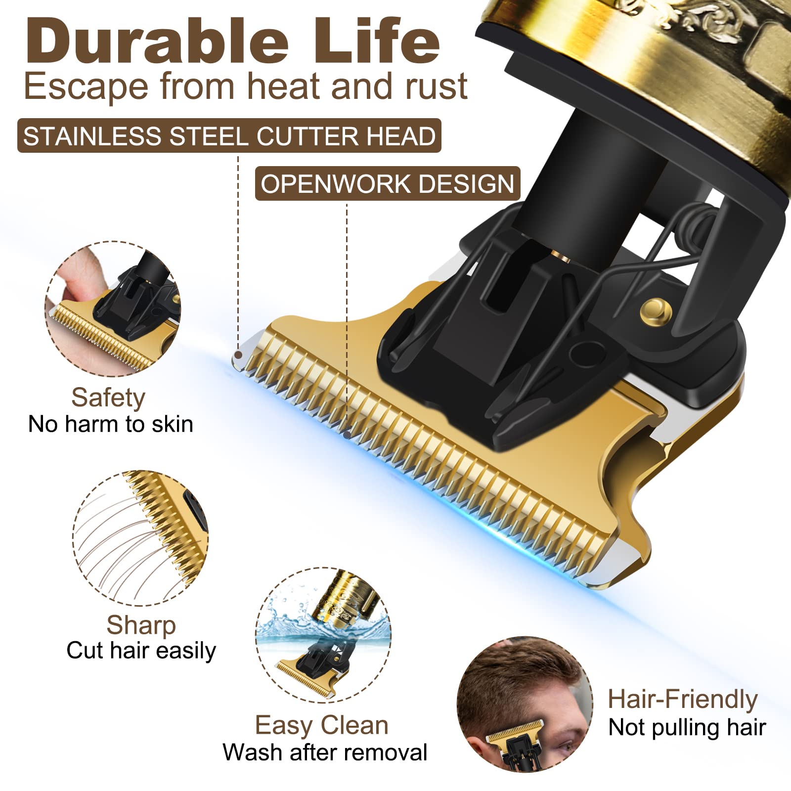 YOGINGO Professional Hair Trimmer for Men, Beard Trimmer Hair Clippers for Men, Cordless Rechargeable Hair Trimmer Metal Body Cutting Grooming Kit,Beard Shaver Barbershop