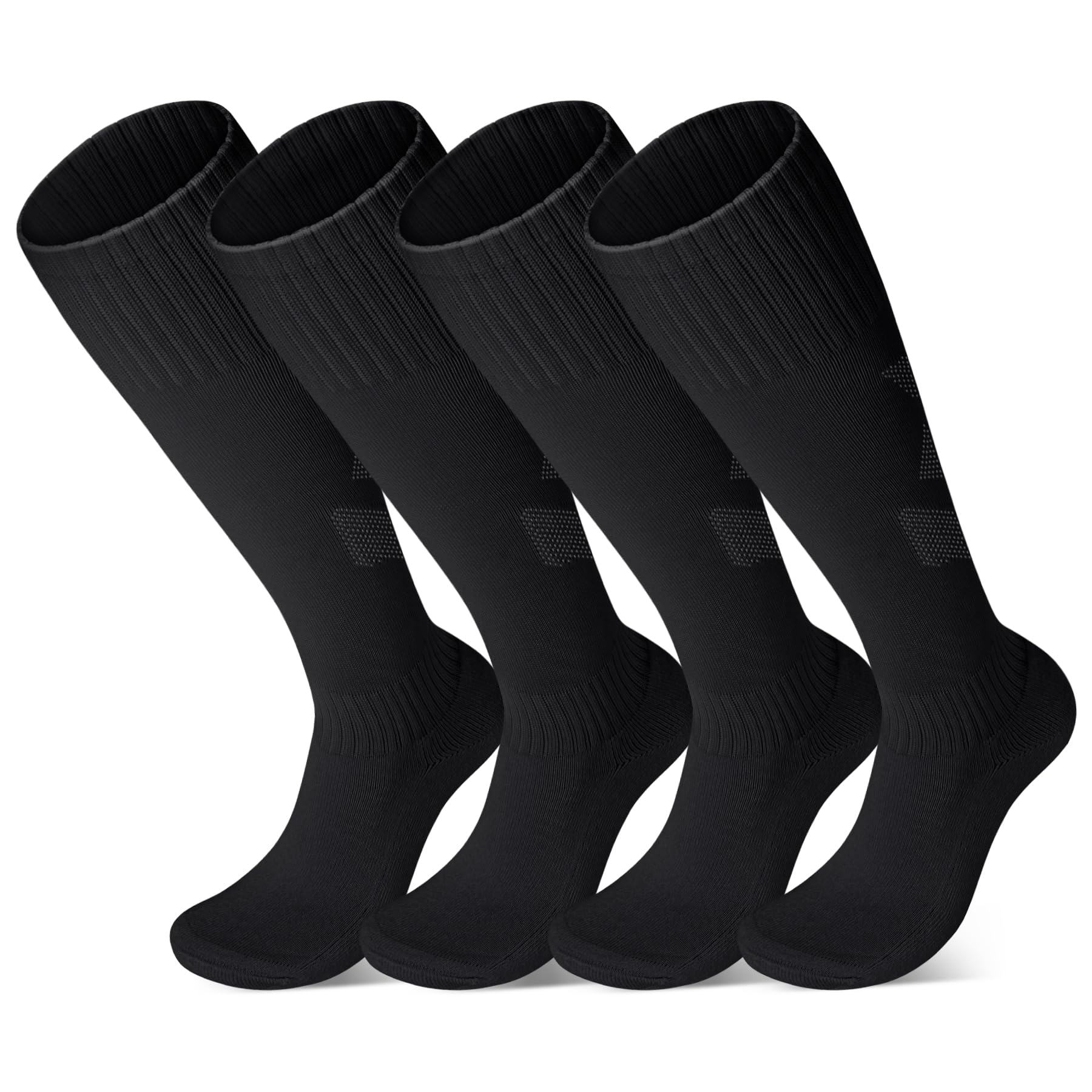 FPAKDH 2 Paar Fußballsocken für Kinder von 7-13 Jahren, atmungsaktive Sportsocken für Mädchen und Jungen, Fußballsocken, Schwarz