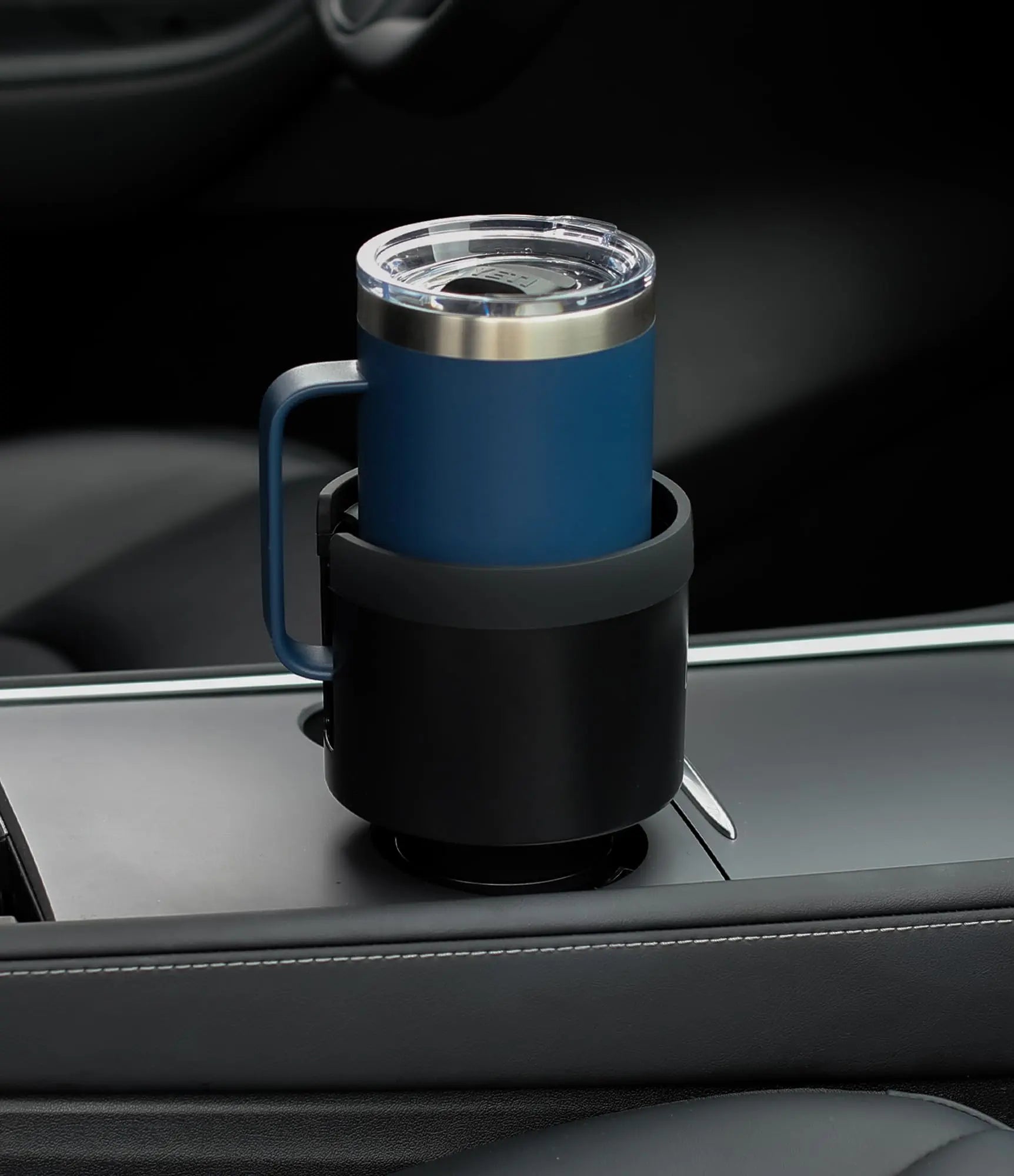 Seven Sparta Car Cup Holder Expander with Adjustable Base, Compatible with Hydro Flasks 32/40 Ounce, Compatible with Yeti Ramblers 20/26/30 Ounce, Other Bottles in 3.4"-3.8" (Black)
