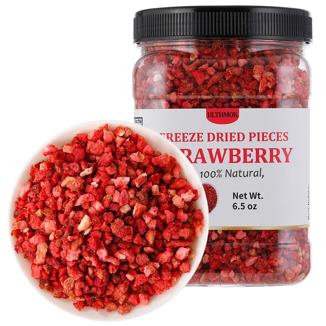 Premium gefriergetrocknete Erdbeerstücke 185g, gefrorene getrocknete Erdbeeren, 100% natürlich und ohne Zusatzstoffe.