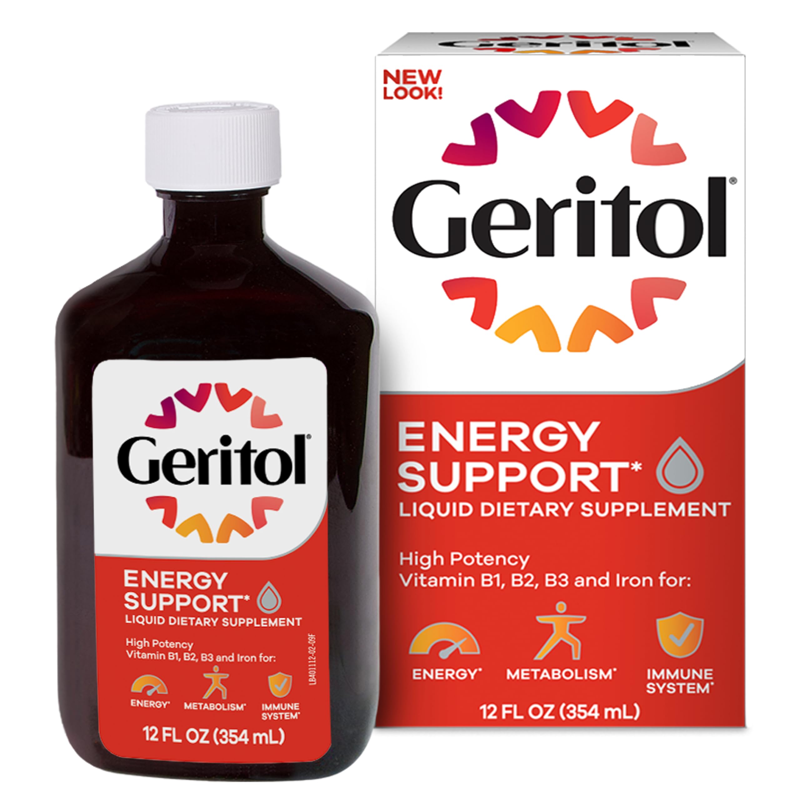 Geritol, flüssiges Vitamin- und Eisenpräparat, Energieunterstützung, enthält hochwirksame B-Vitamine und Eisen, angenehmer Geschmack, leicht zu schlucken, keine künstlichen Süßstoffe, gentechnikfrei, 355 ml