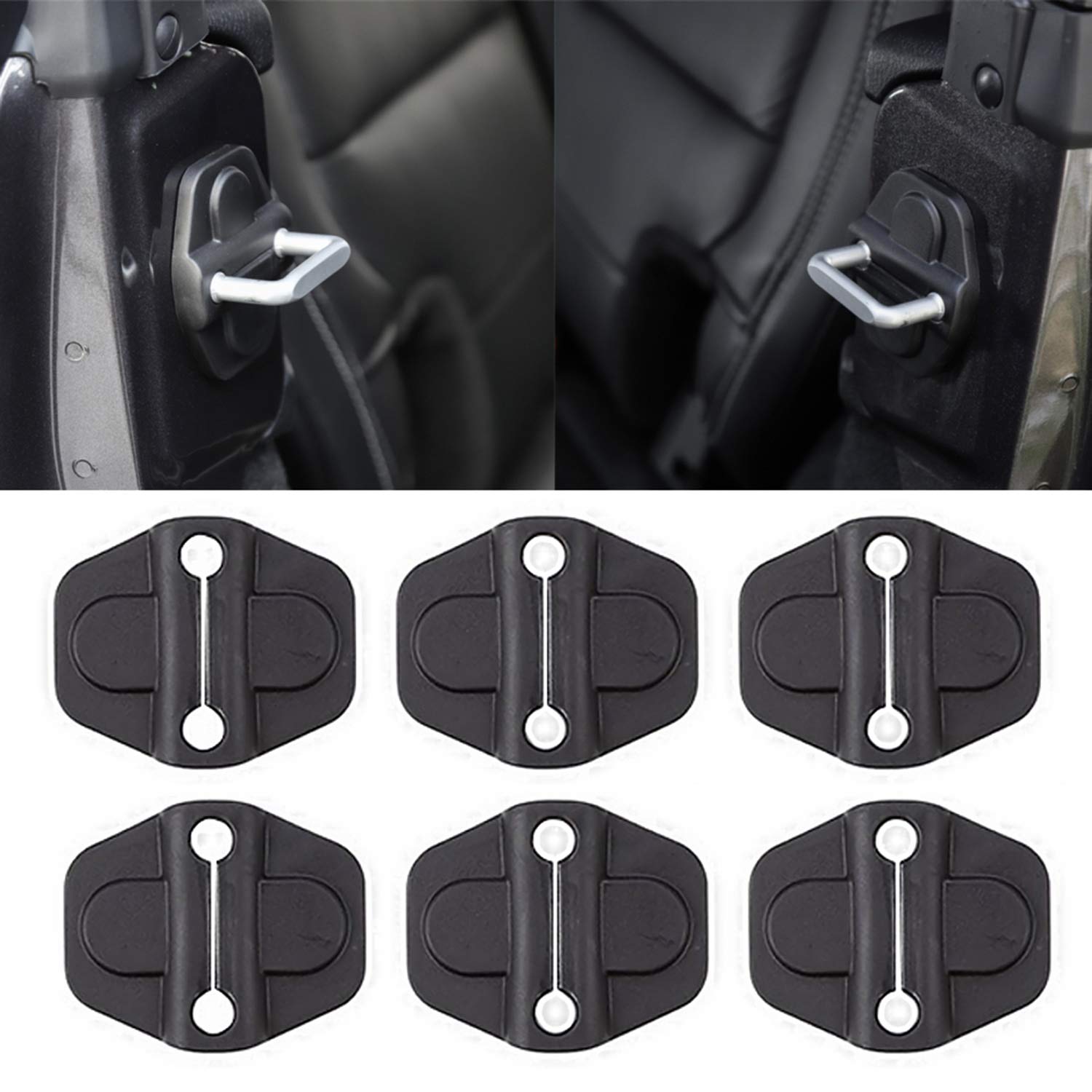 YOCTM Door Lock Decoration Cover for 2018-2025 Jeep Wrangler JL JLU 4XE Unlimited Sahara Sports Rubicon Gladiator JT Door Lock Cover Parts Accessories Black (4Door) (Pack of 6)