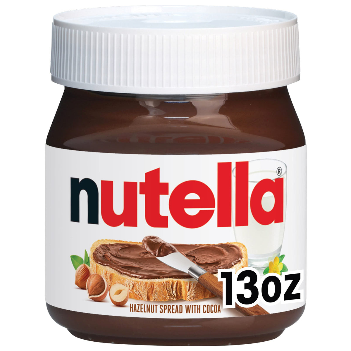 Nutella Haselnuss-Brotaufstrich mit Kakao, Cremiger Haselnuss-Aufstrich, Beliebt zum Frühstück, 368 g Glas