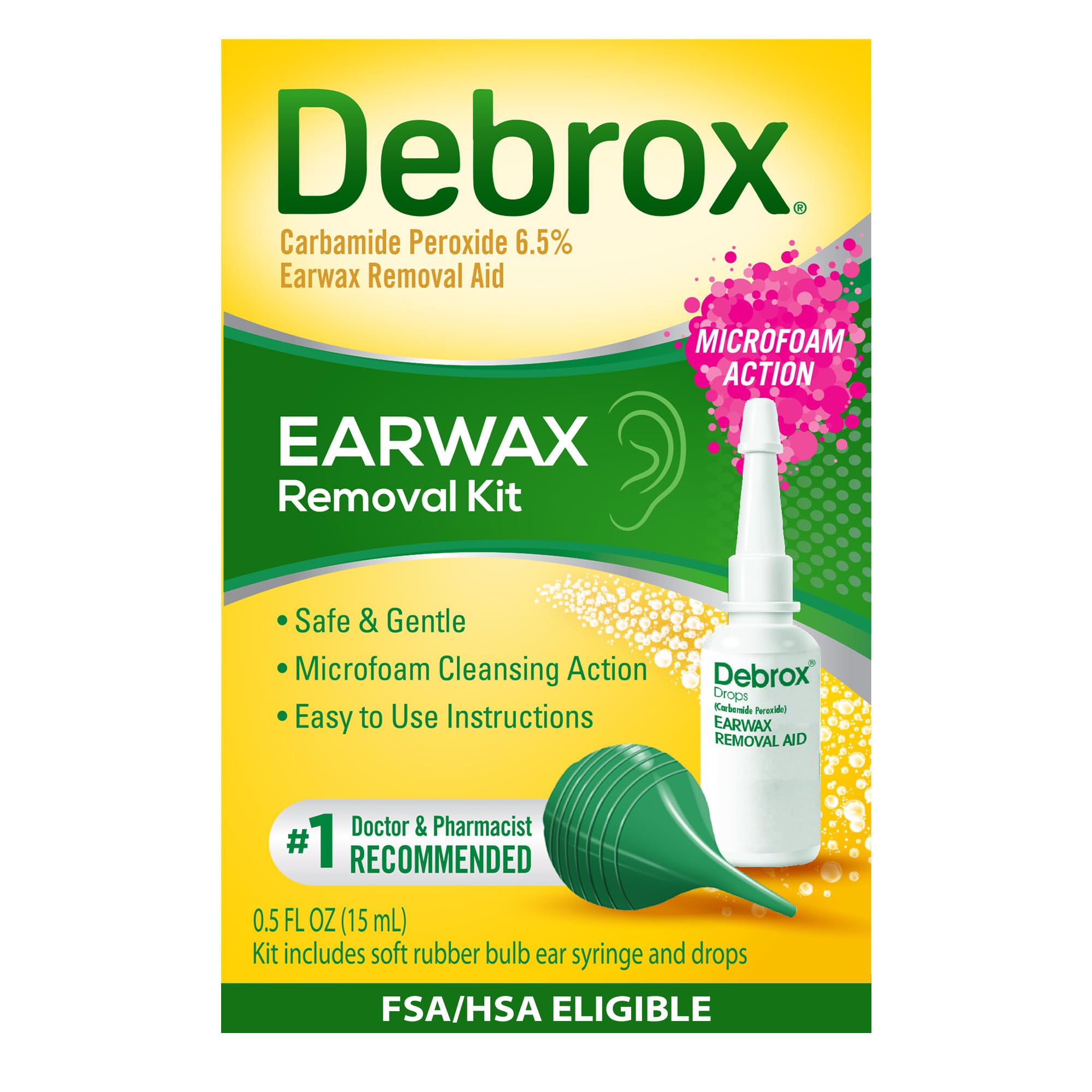 Debrox Ear Wax Removal Kit - Includes Bulb Syringe and 0.5 Fl Oz Removal Drops for Cleaning Ears