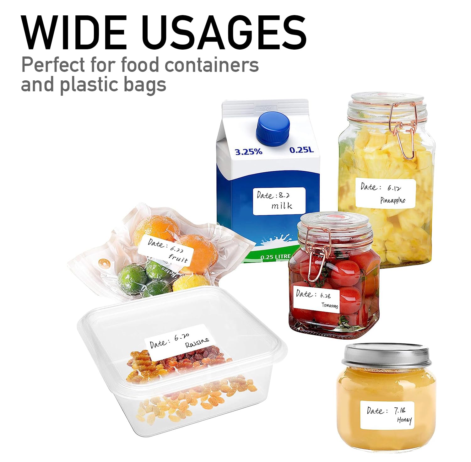 1000 Pcs Blank Removable Freezer Labels Water Oil Resistant for Food Containers Jars Pantry Organization (Each Measures 1” x 2”)