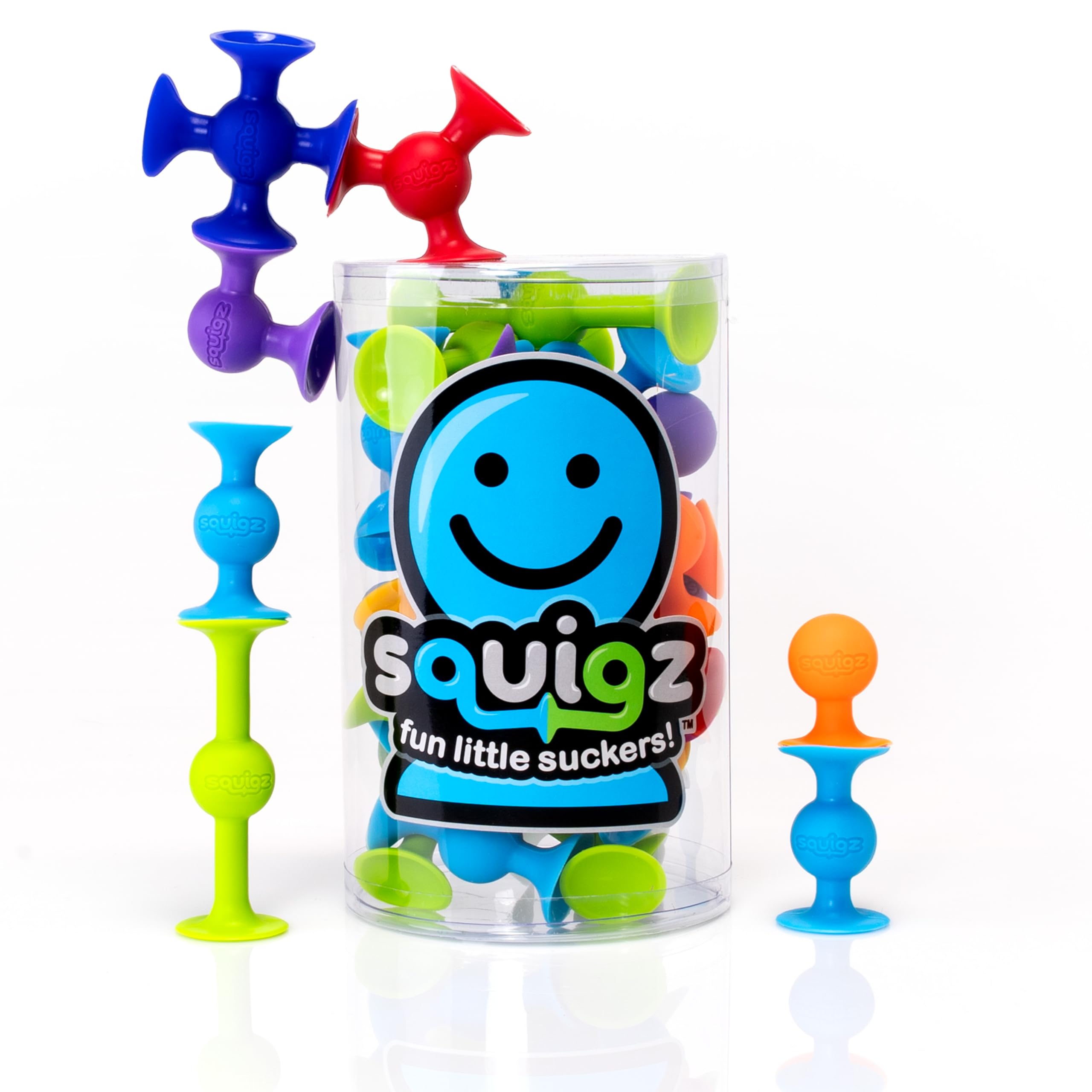 Fat Brain Toys Squigz Starter-Set, 24-teiliges Saugnapf-Badespielzeug, sensorisches Spielzeug für Kinder ab 3 Jahren