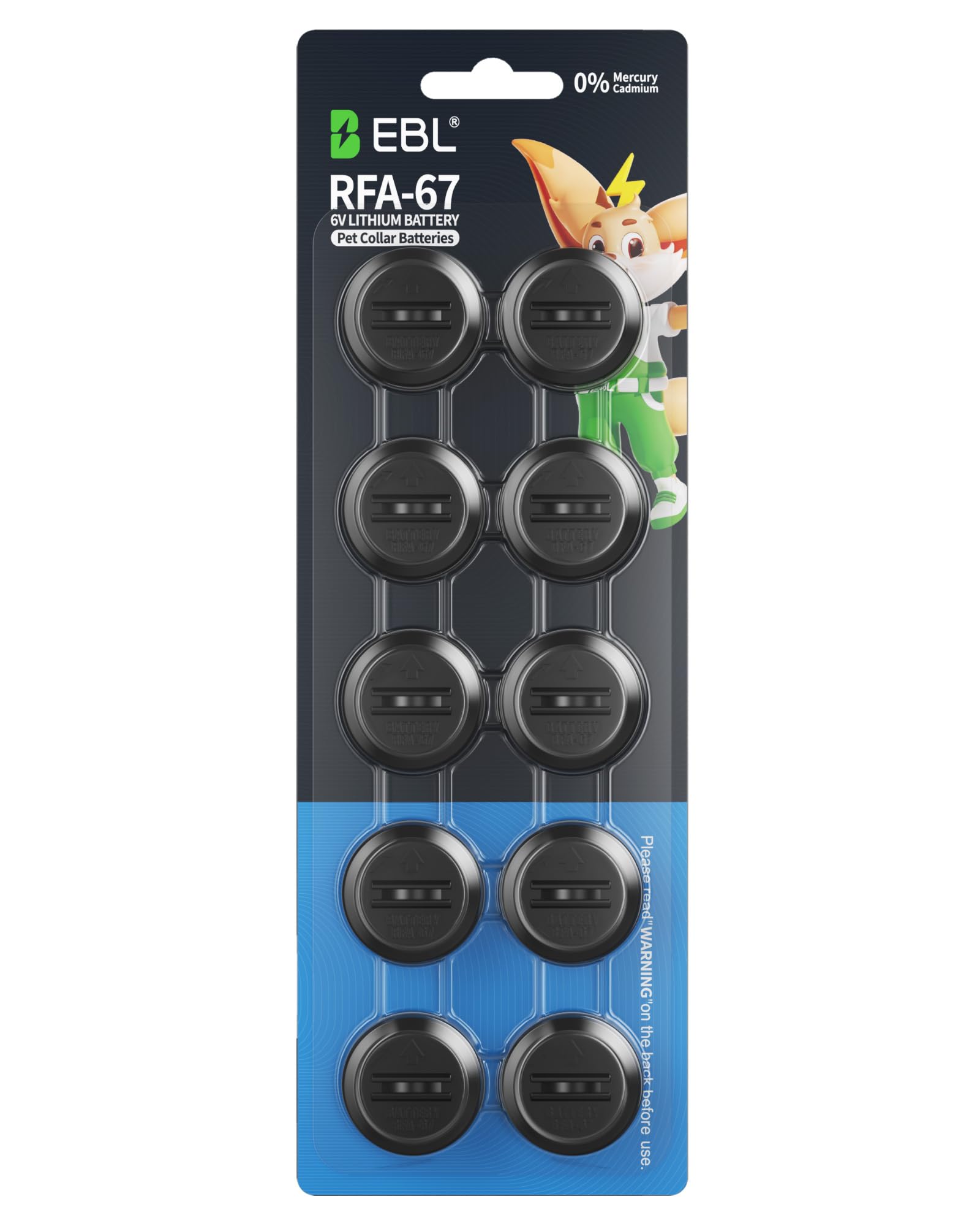 EBL RFA-67 RFA-67D-11 6 Volt Ersatzbatterien für Tierhalsbänder 10er Pack, extrem langlebig & wasserdicht, kompatibel mit PetSafe 6V Lithiumbatterie spezifischen Hundeempfängerhalsbändern