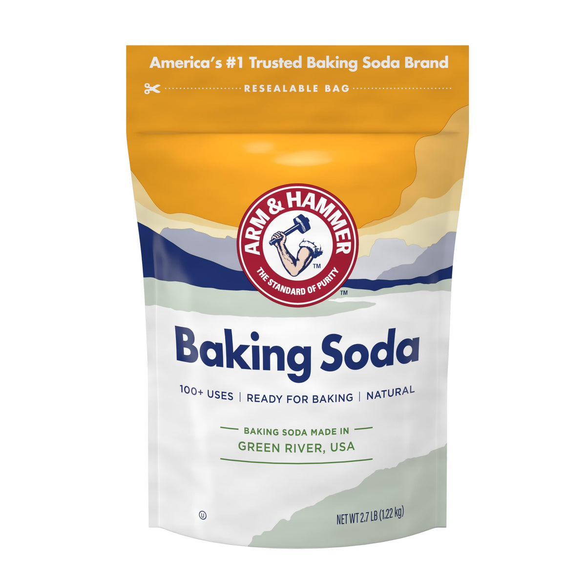 ARM & HAMMER Natron, Hergestellt in den USA, Ideal zum Backen, Rein & Natürlich, 1,22 kg Beutel