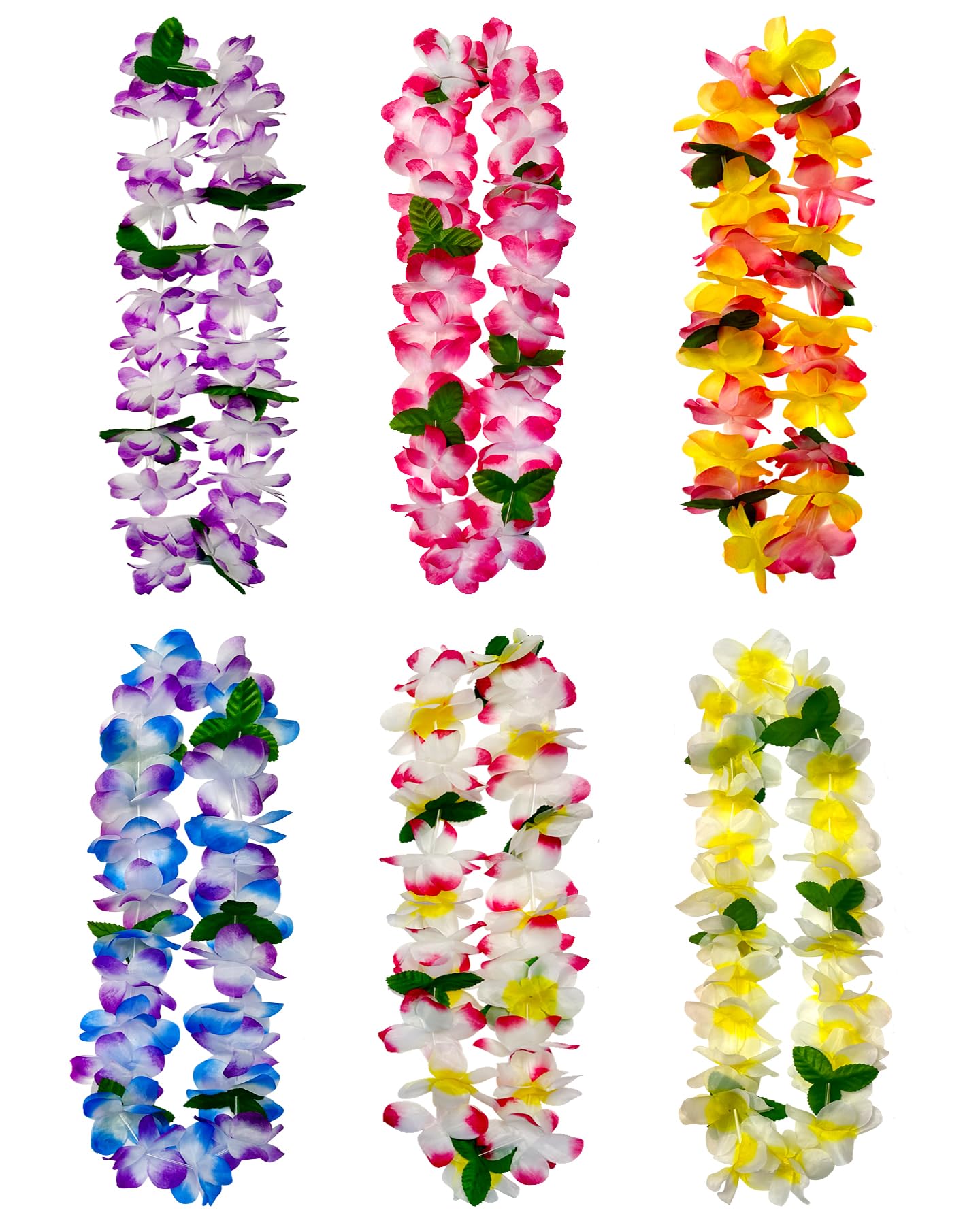 FreshDear 6er Pack Hawaii Ketten, Leis für Luau Party, Hawaii Ketten für Erwachsene, Strandparty Gastgeschenke für Erwachsene, Sommer Strandurlaub, Mottoparty Dekorationen
