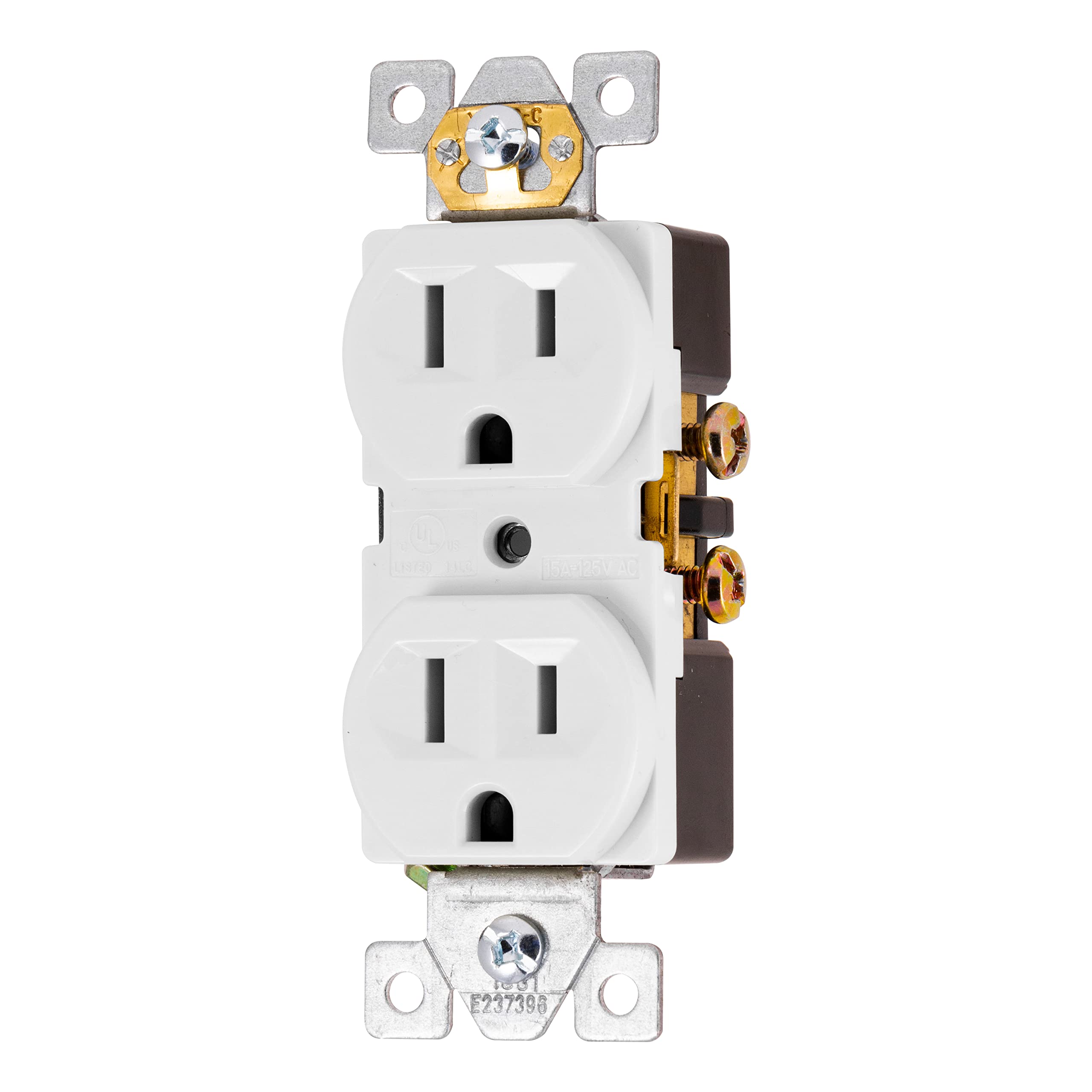 GE UltraPro Duplex-Steckdose, robust, weiß, Wandsteckdose, verstärkter Joch, selbsterdende Klammer, 3-polig, unterstützt 15A, UL-gelistet, 42157
