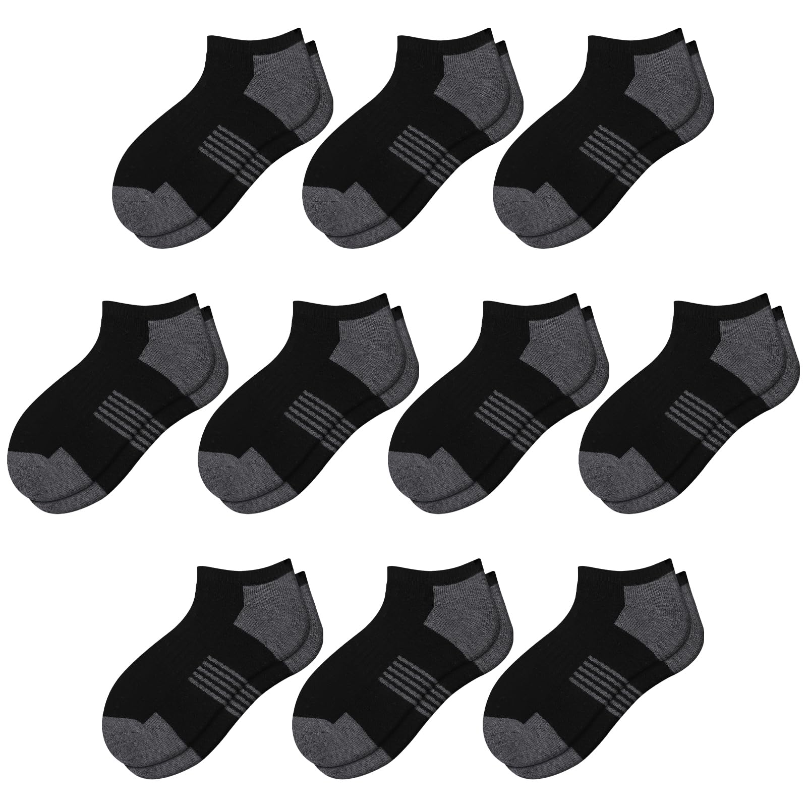 Comfoex 10 Pairs Boys Socks Low Cut Ankle Socks For Kids 8-10 4-6 6-8 Years Old Short Athletic Socks With Cushioned Sole