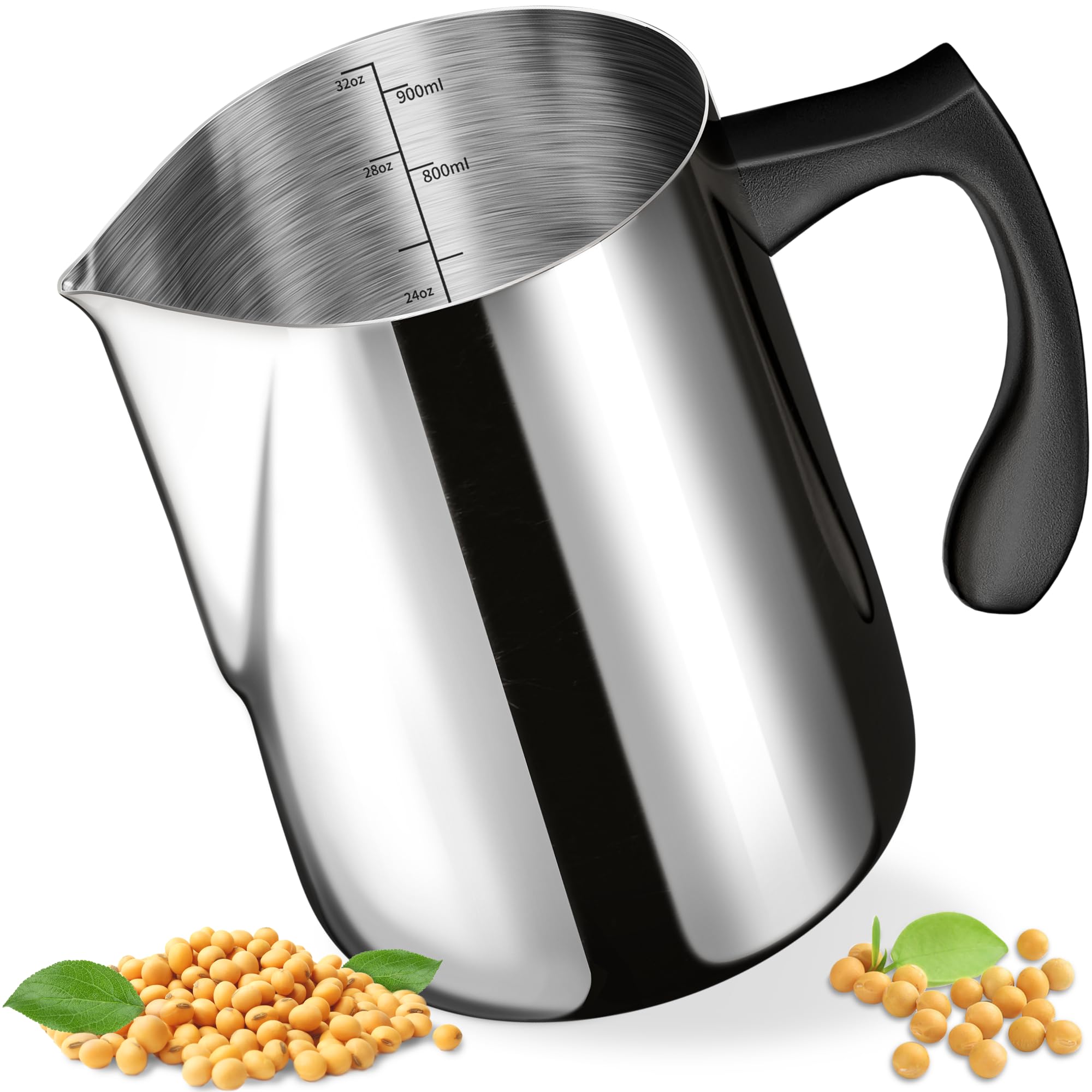 CasaCulina Candle Making Pouring Pot, 32oz Stainless Steel Wax Melting Pot with Heat-Resistant Handle, Double Boiler Candle Making Pitcher with Dripless Pouring Spout Design