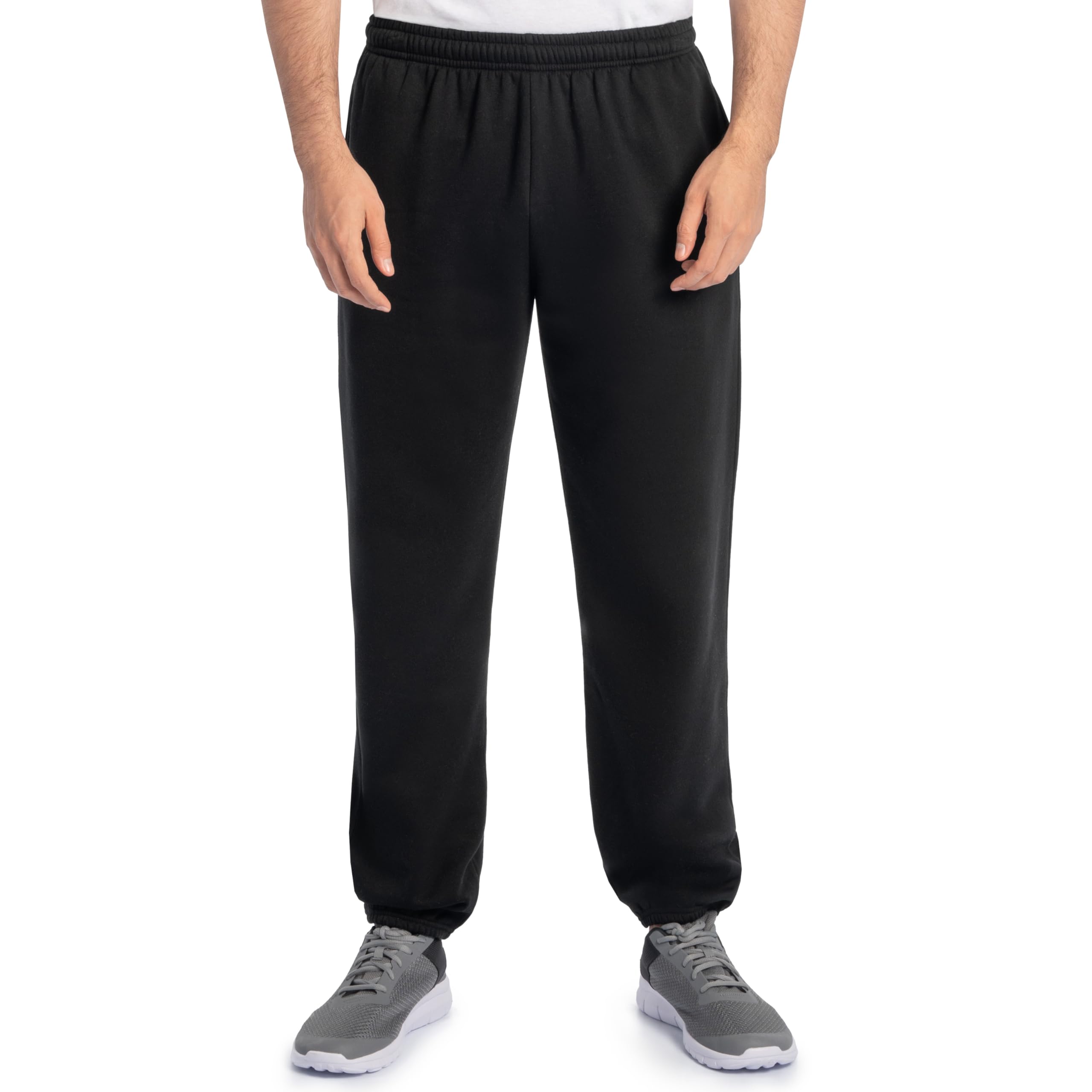 Fruit Of The Loom Herren Eversoft Fleece Freizeithose mit elastischem Bund und Taschen, lockere Passform, Feuchtigkeitsableitend, atmungsaktive Jogginghose, Schwarz, Größe L US