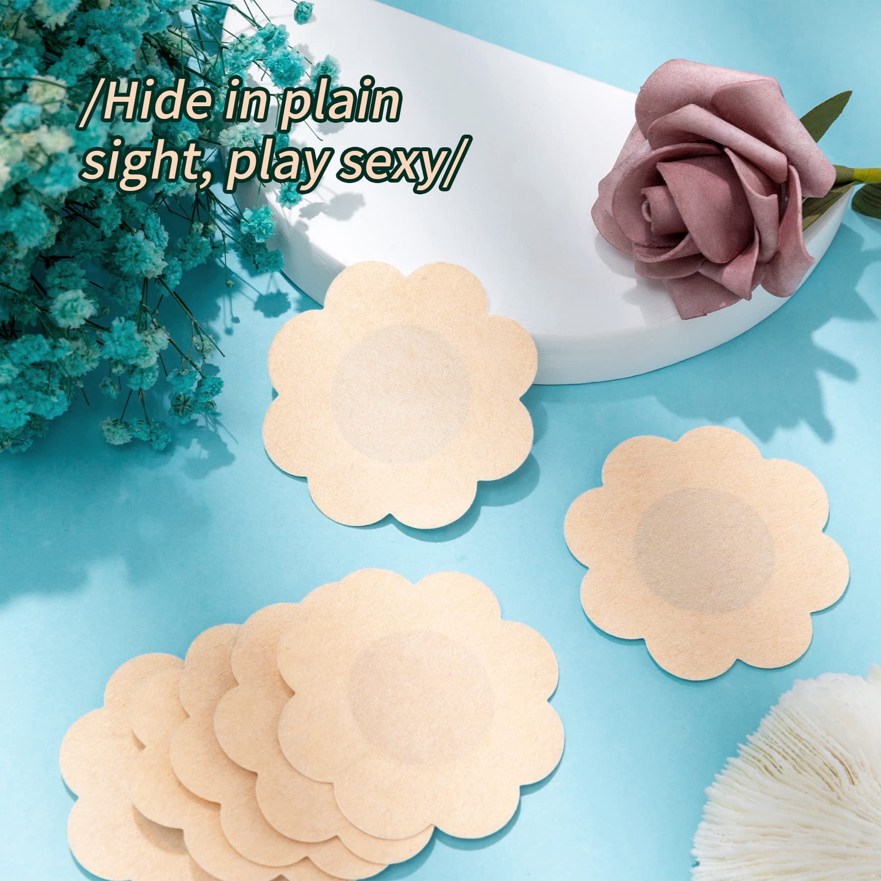 WITROMAN 40 Pieces nipple covers disposable nipple Pasties nipple Petals (Nude)