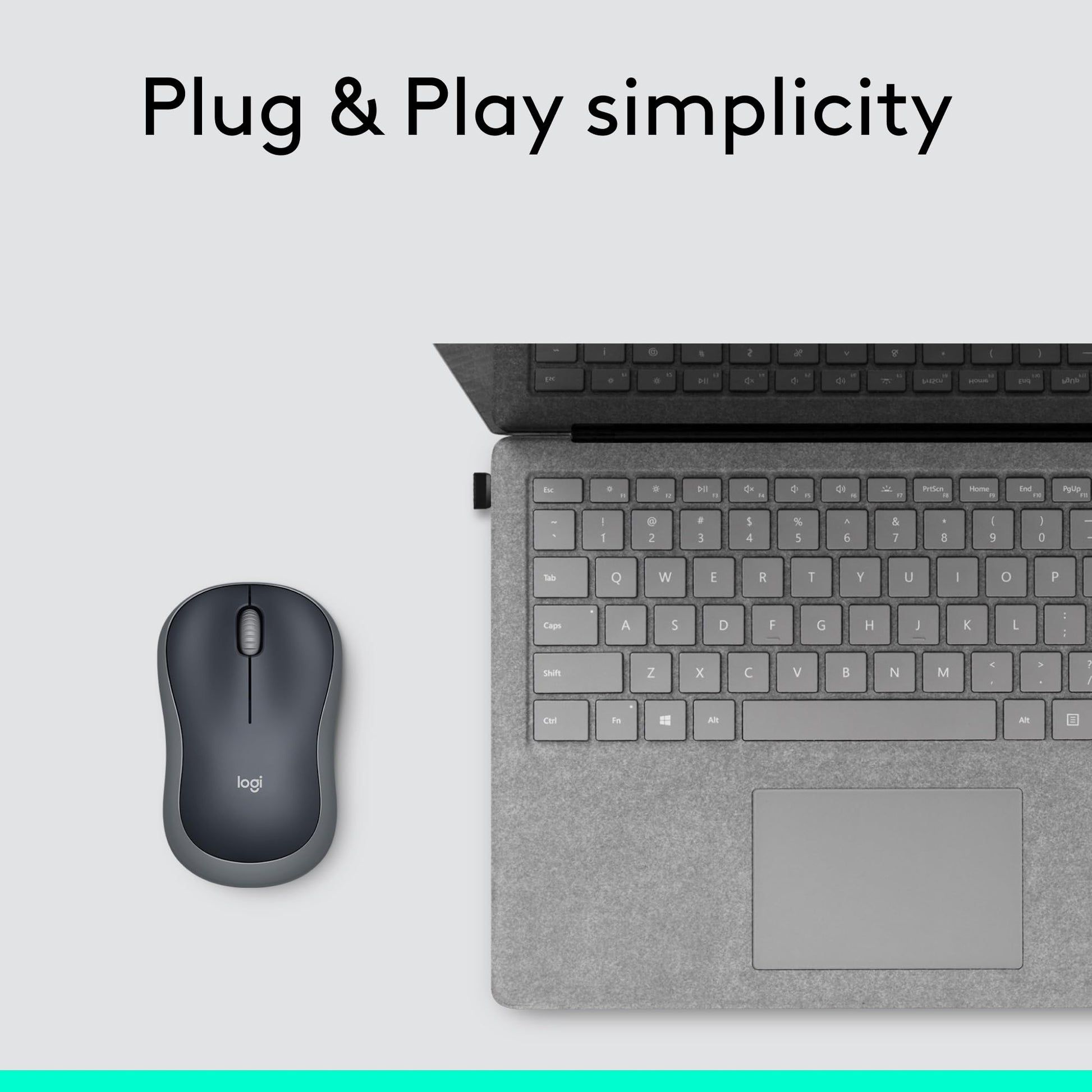 Logitech M185 Wireless Mouse, 2.4GHz with USB Mini Receiver, 12-Month Battery Life, 1000 DPI Optical Tracking, Ambidextrous PC/Mac/Laptop - Swift Grey