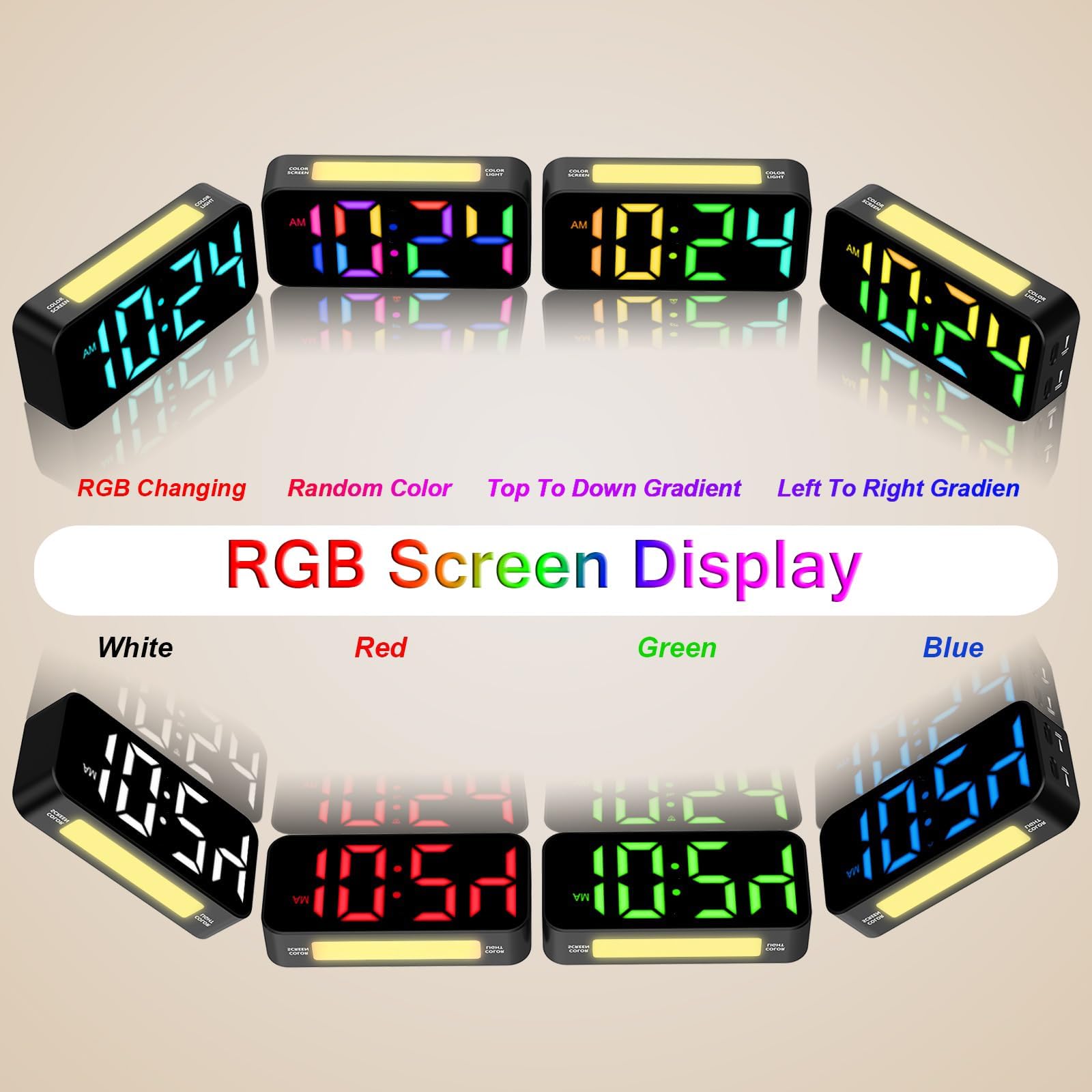 Topski Loud Alarm Clocks for Bedrooms Heavy Sleepers, Plug-in Digital Bedside Clock with Night Light, Large Display, Dual Alarm, Snooze, Dimmable for Kids Teens Boys Girls