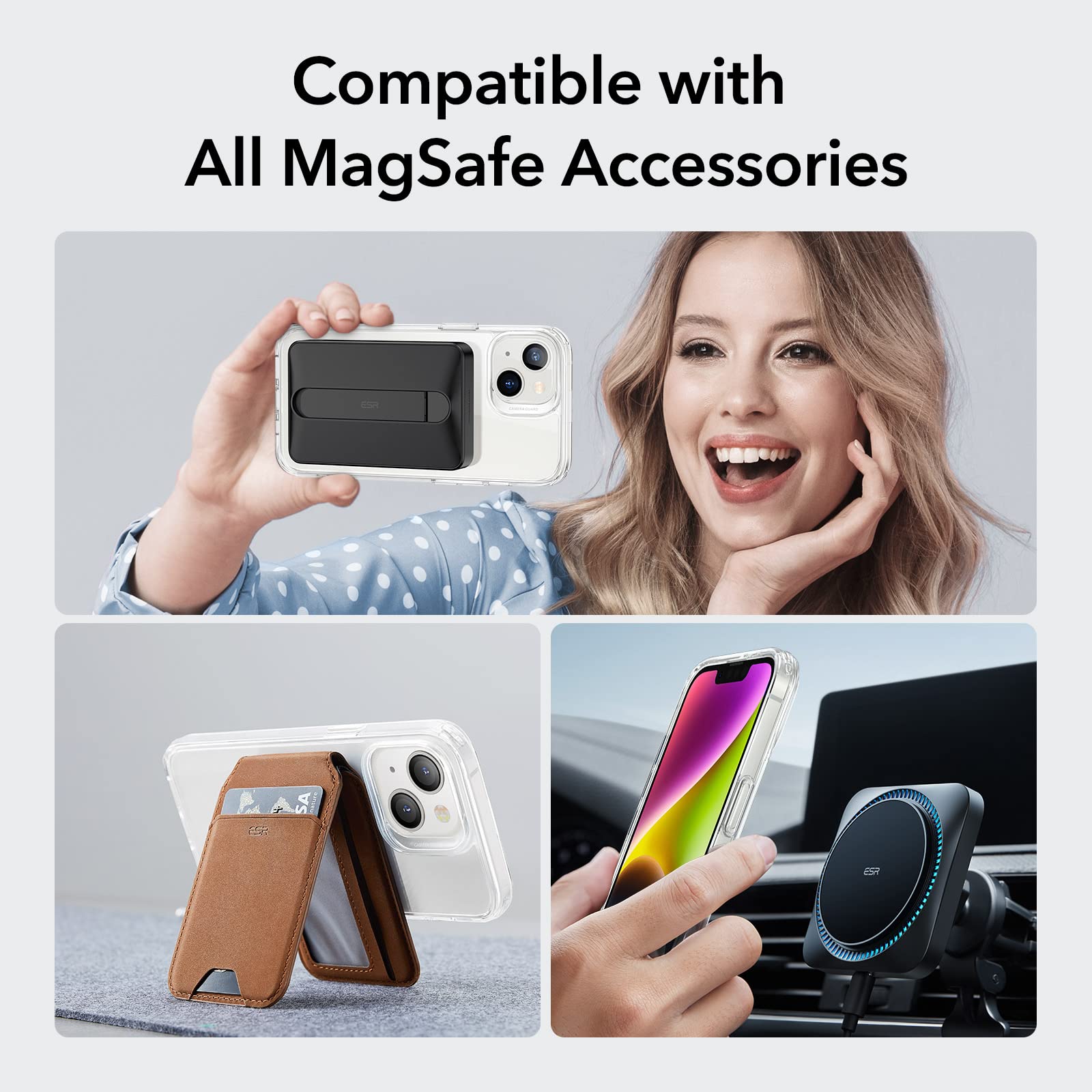 ESR for iPhone 14/iPhone 13 Case, Compatible with MagSafe, Classic Hybrid Magnetic Mobile Phone Case iPhone 14/13 Case, Military Standard, Drop Protection, Clear