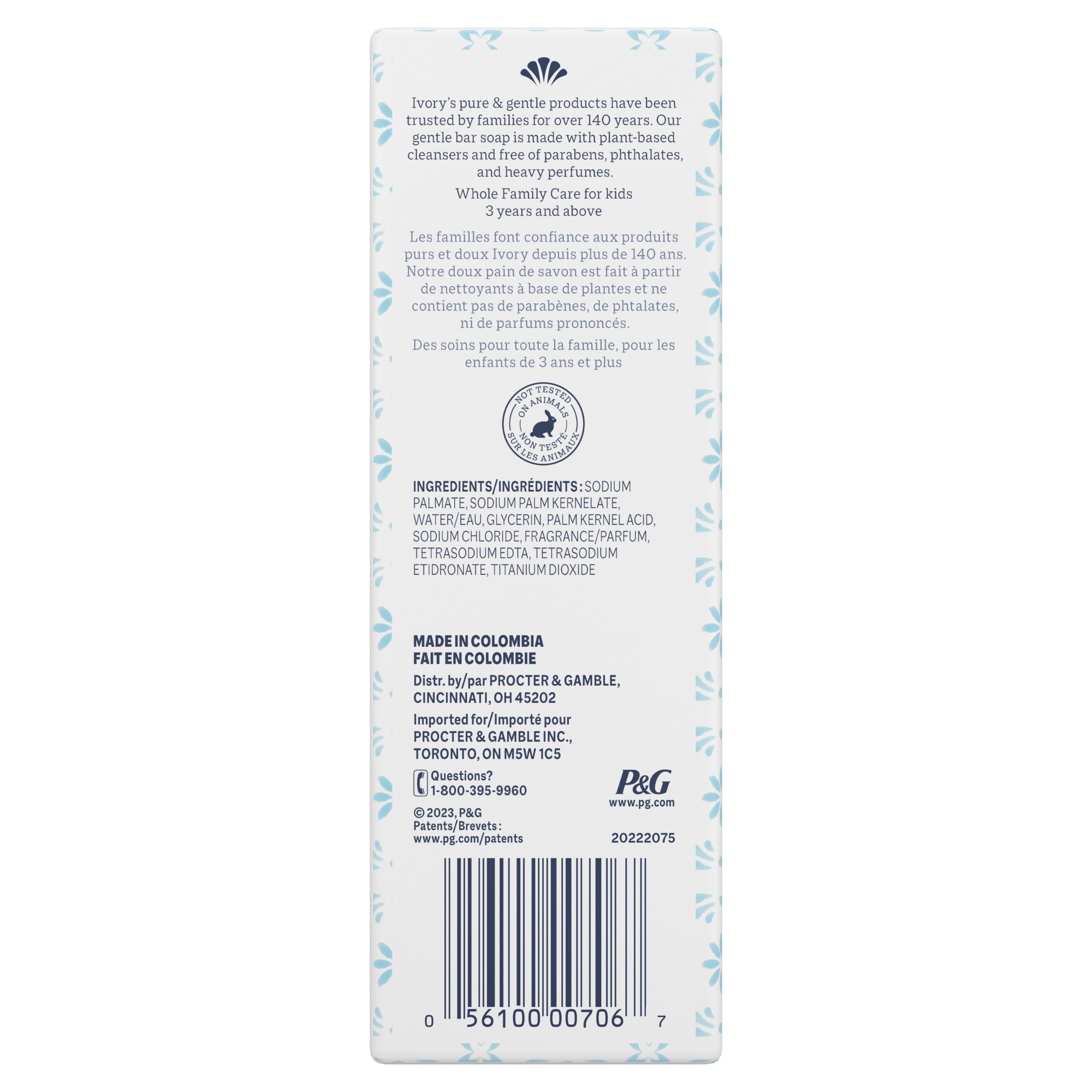 Ivory Gentle Bath Bar Soap, Family Pack, Designed for Whole Family, 99.44% Pure Formula, Plant-Based Cleansers, Made Without Heavy Perfumes, Parabens or Phthalates, Original Scent, 3.17 oz (10 Count)