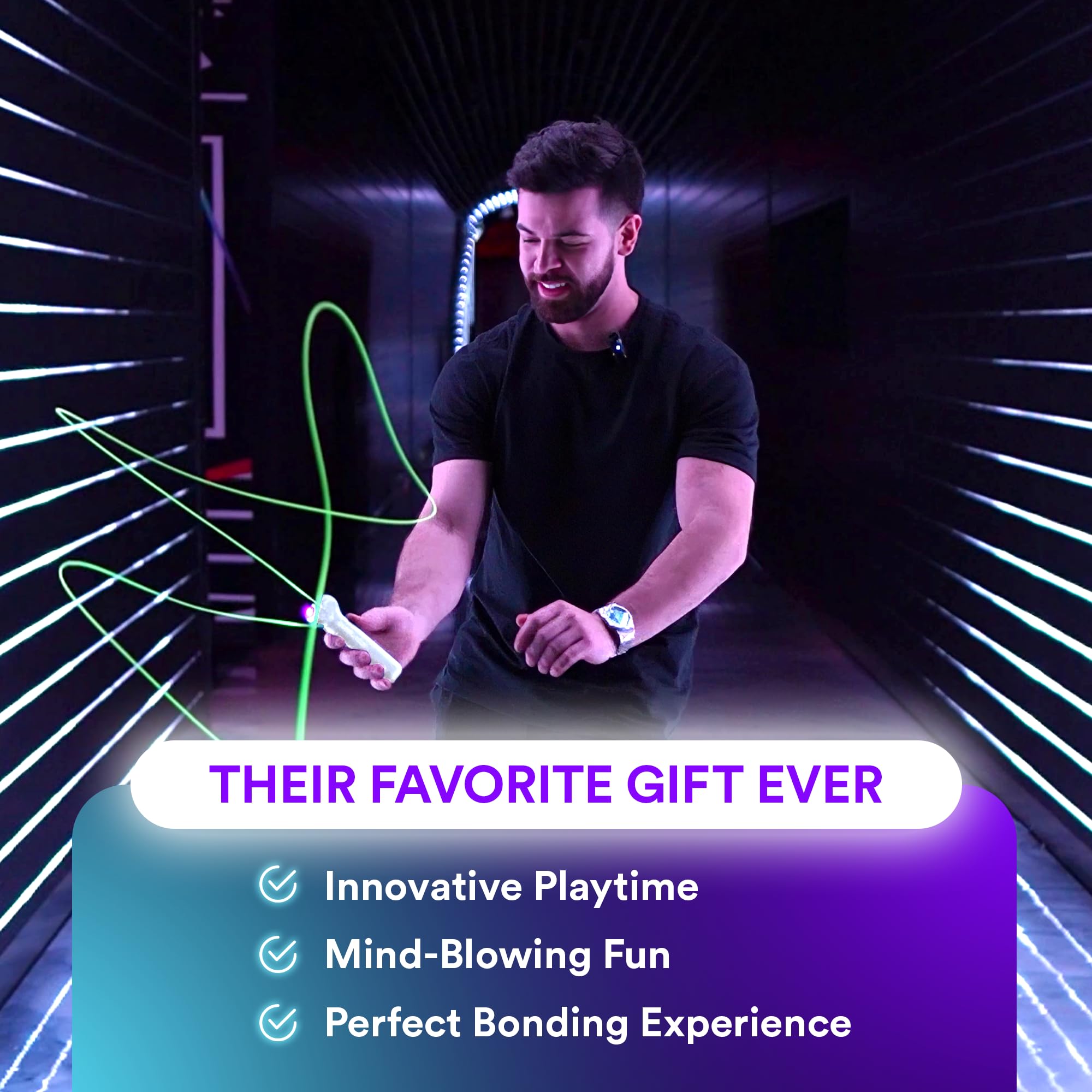 Loop Lasso NANO Glow in the Dark Rave Toys with Built-in UV Blacklight - Interactive Rope Launcher STEM Toy - Viral Flow and String Shooter Toy for Kids and Adults