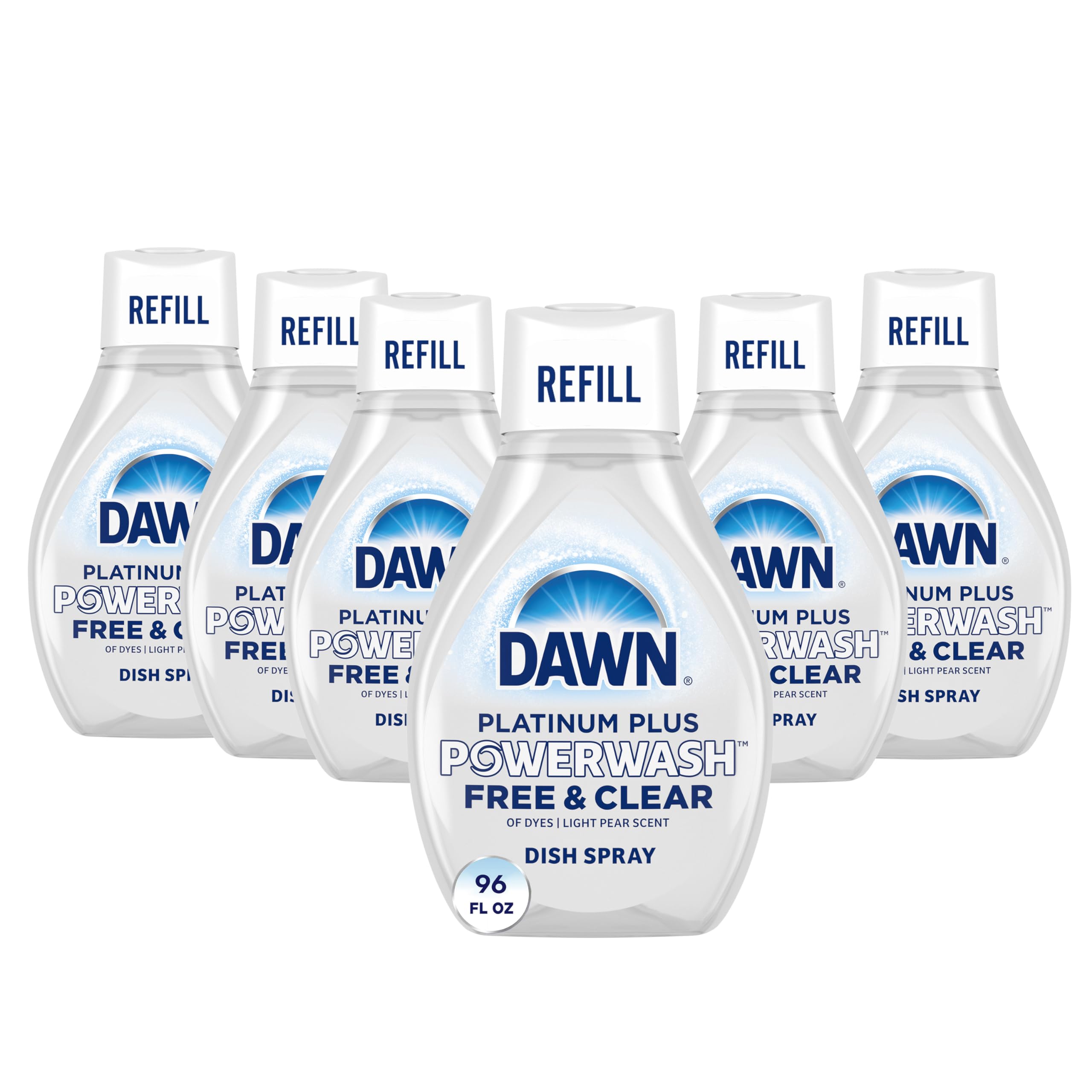 Dawn Free & Clear Powerwash Spülmittel Spray, Nachfüllpackung mit Birnenduft, 473 ml (6er-Pack)