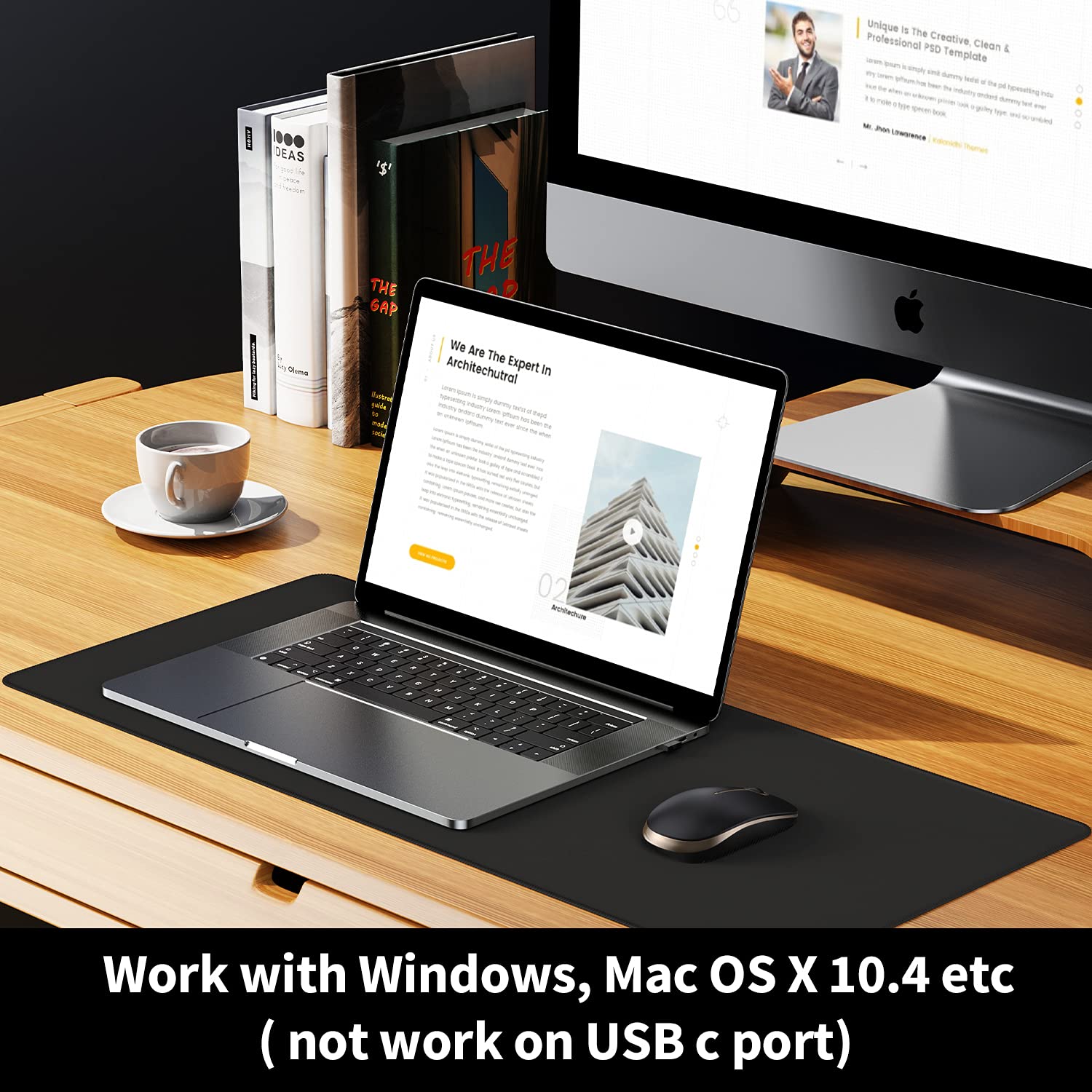 Vssoplor Wireless Mouse, 2.4G Slim Portable Computer Laptop Mouse with Nano Receiver Quiet Silent Optical Mice for Notebook, PC, Laptop, Computer-Black and Gold
