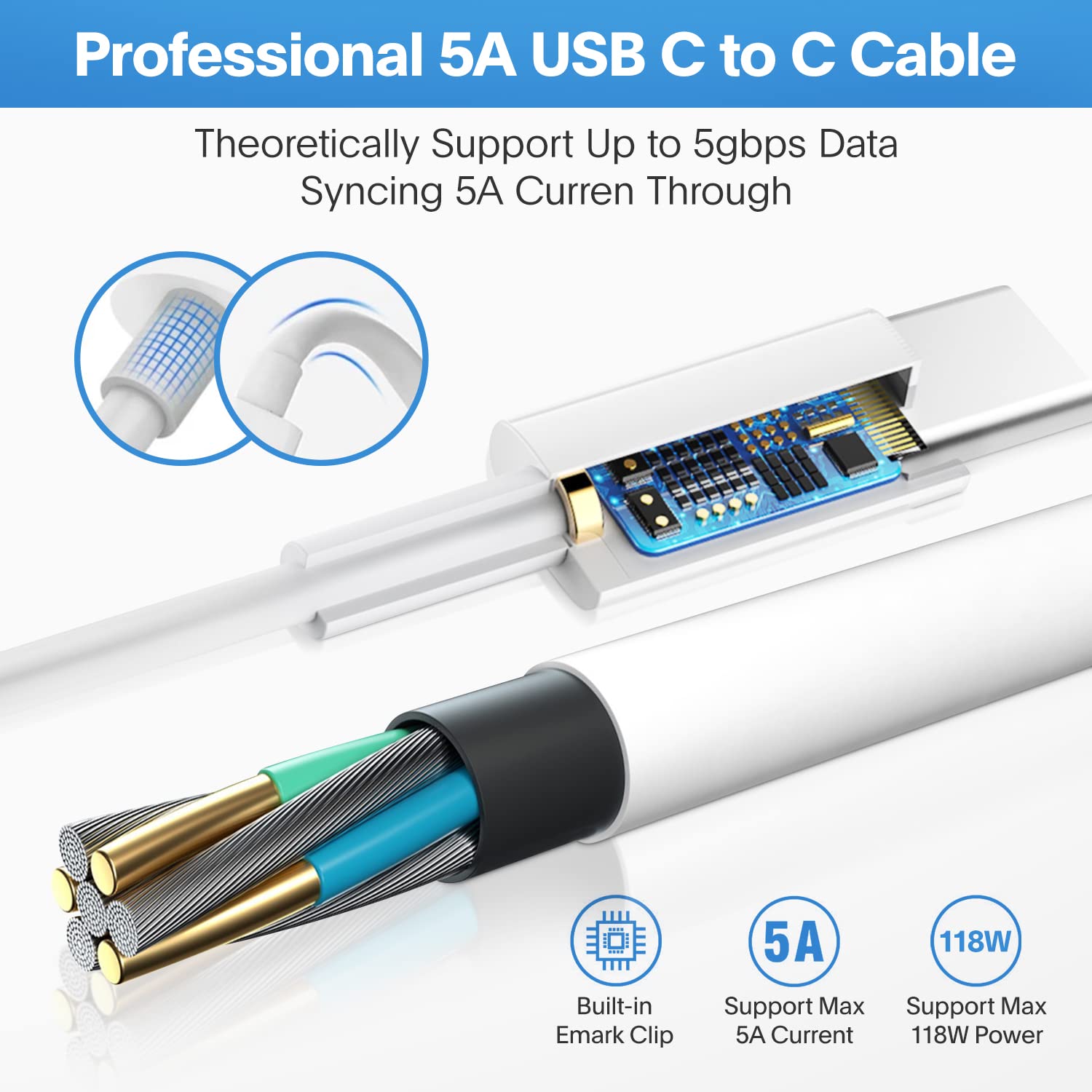 Mac Book Pro Charger - 118W USB C Charger Fast Charger Compatible with MacBook pro/Air, M1 M2 M3 M4, ipad Pro, Samsung Galaxy and All USB C Device, Include Charge Cable