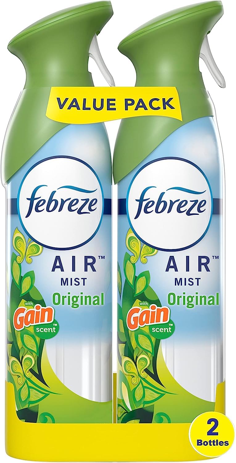 Febreze Lufterfrischer-Spray, Geruchskiller Raumspray, Lufterfrischer für Zuhause, Bad und Küche, Aerosoldose, Gain Original Duft, 250 ml, 2er-Pack