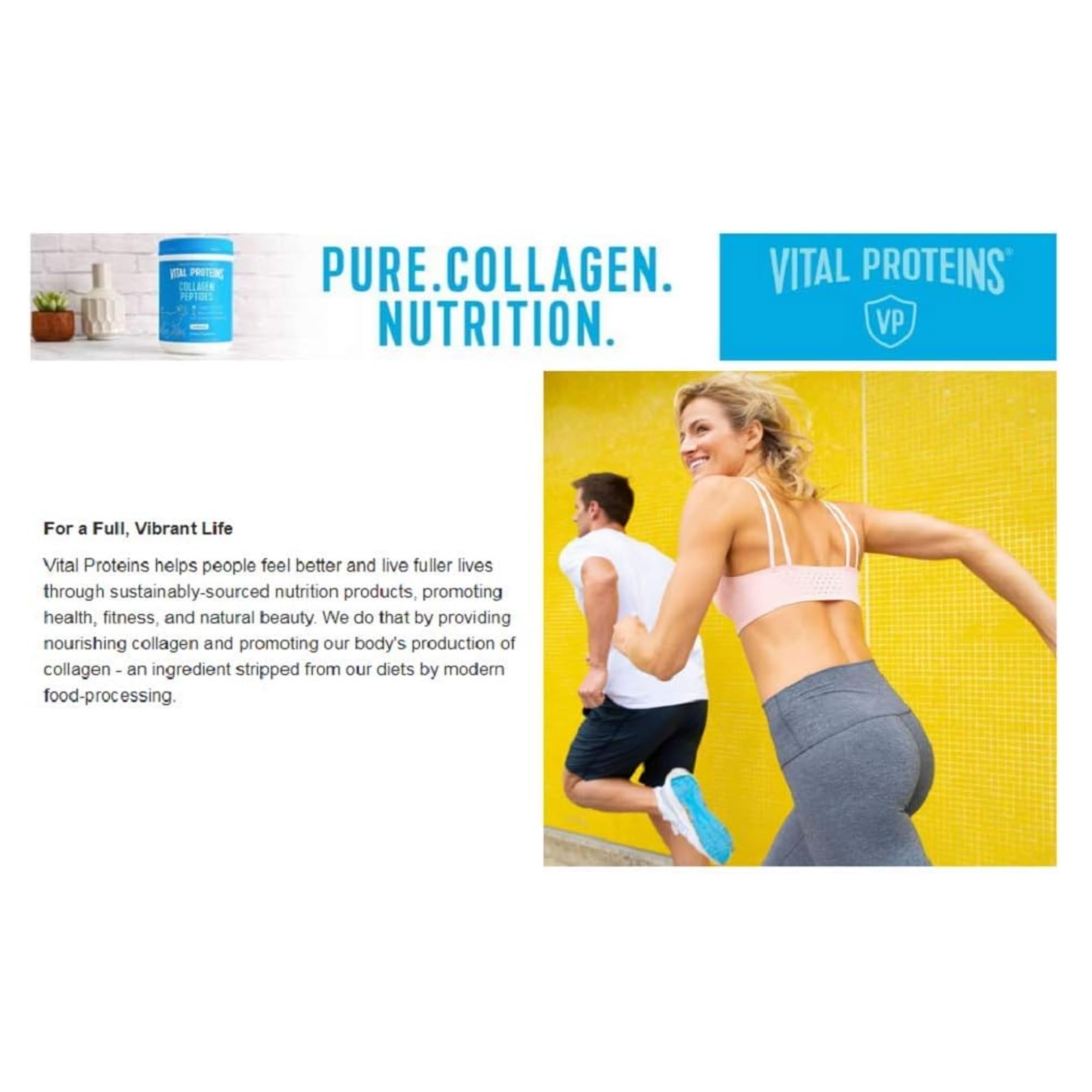 Vital Proteins Natural Whole Nutrition Collagen Peptides - Pasture Raised, Grass Fed, Paleo Friendly, Gluten Free, Single Ingredient - 24 Ounce