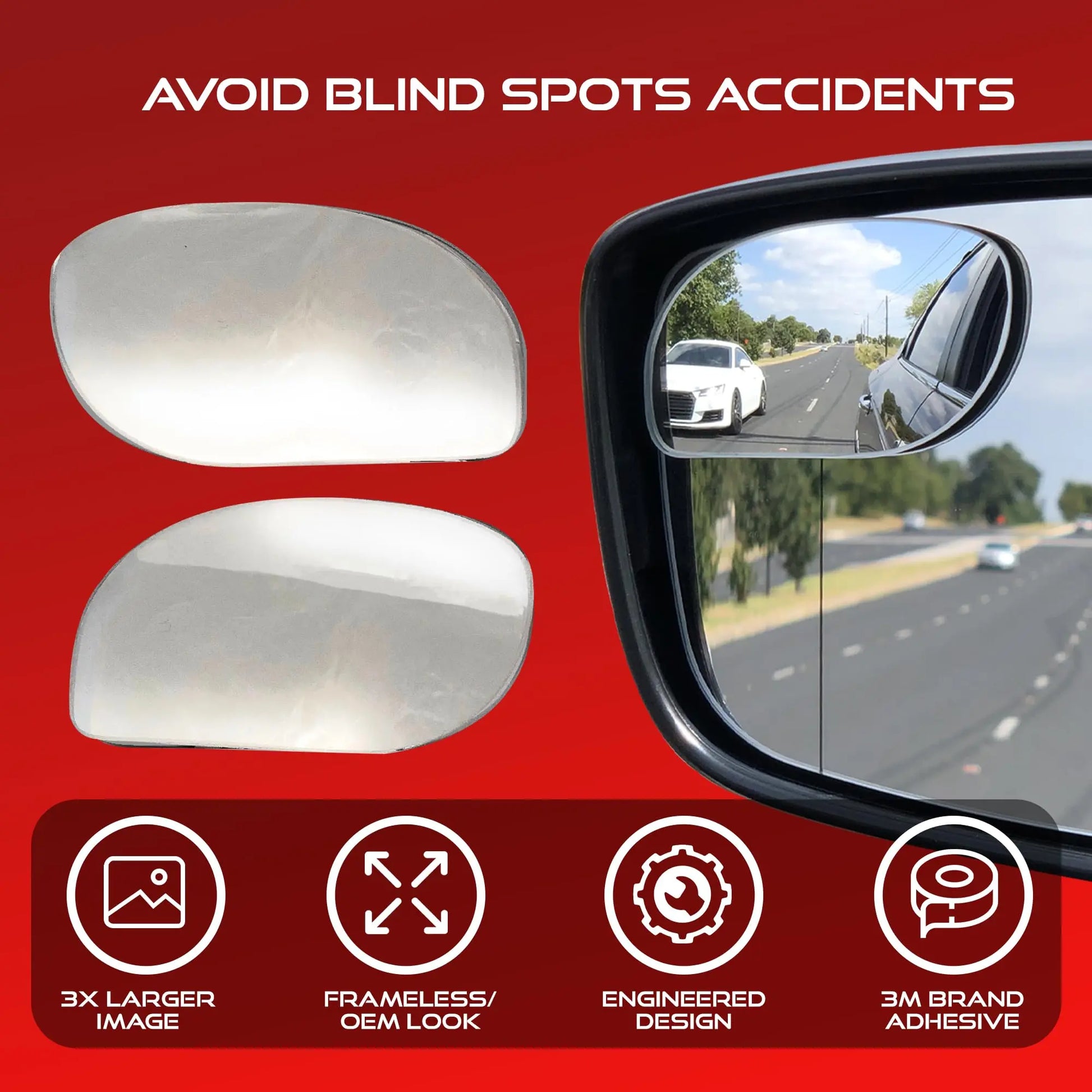 Blind Spot Convex Car Mirror - Rearview Accessories for Car Interior - Automotive Blindspot Mirrors for Larger Image and Improved Traffic Safety (2-Pack)