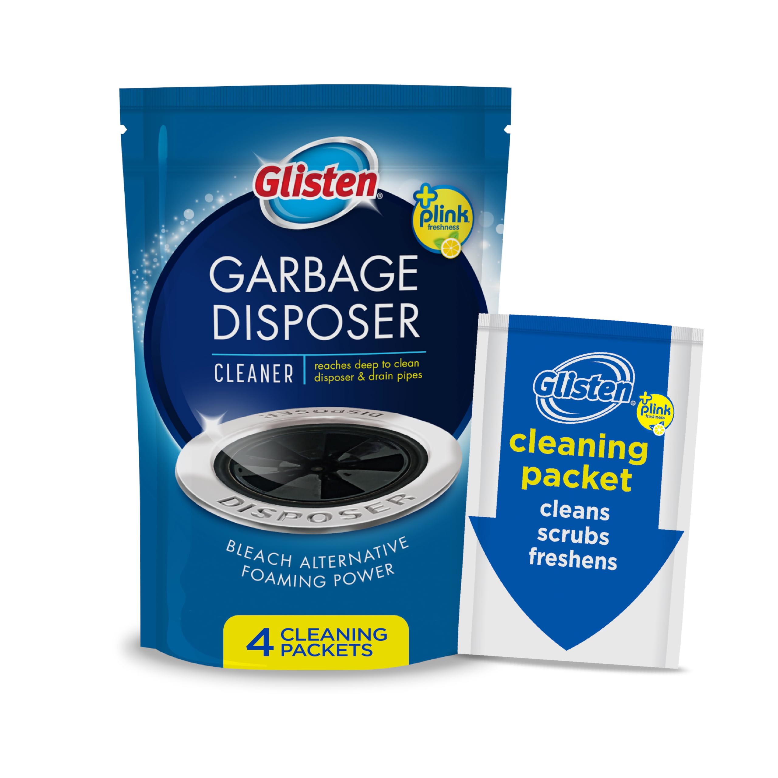 Glisten Müllentsorger-Reiniger und Lufterfrischer, Geruchsentferner für Spülbecken mit Schaumwirkung, Zitronenduft, Hergestellt in den USA, 4 Packungen