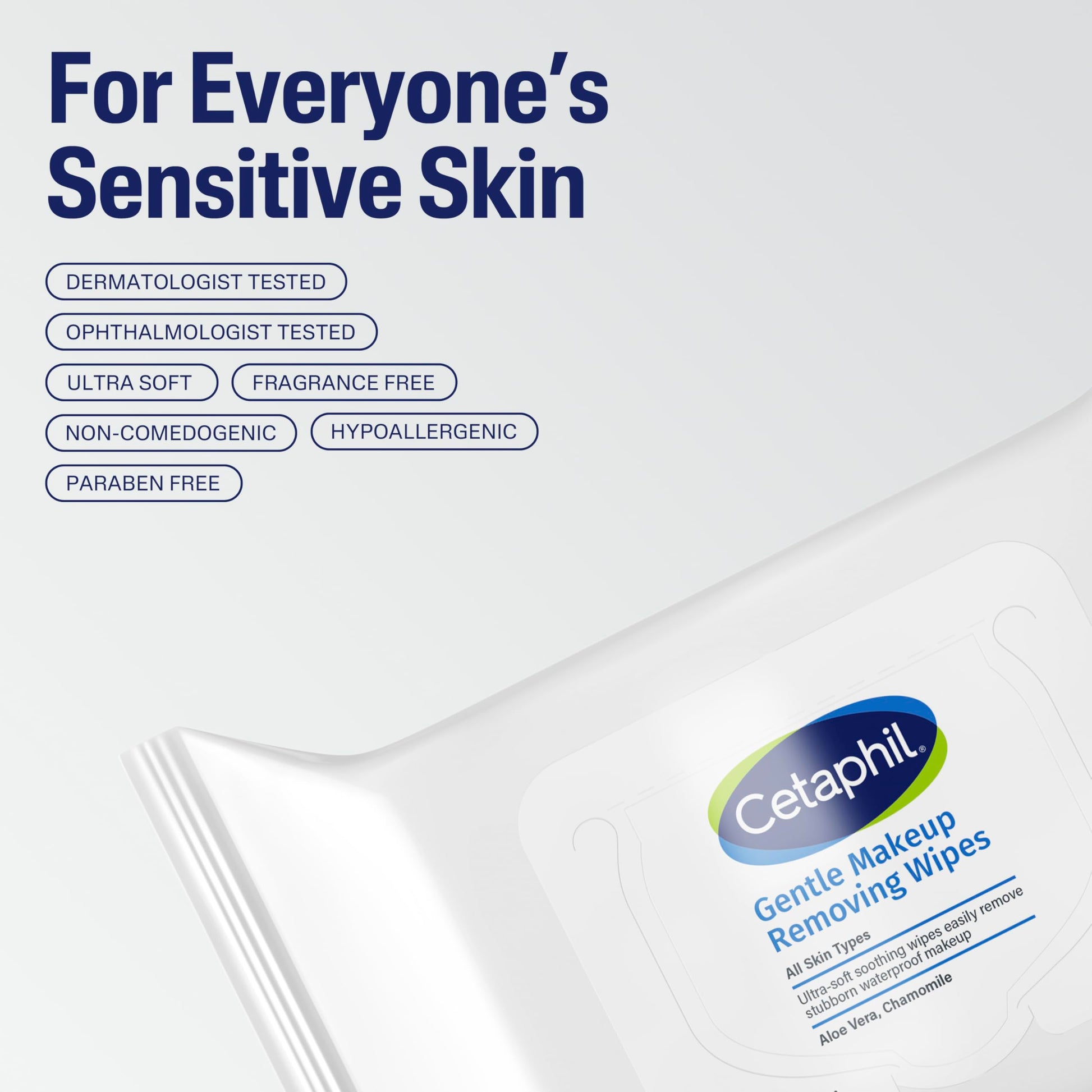 Cetaphil Gentle Makeup Removing Face Wipes, Daily Cleansing Facial Towelettes Gently Remove Makeup, Fragrance and Alcohol Free, 25 Count