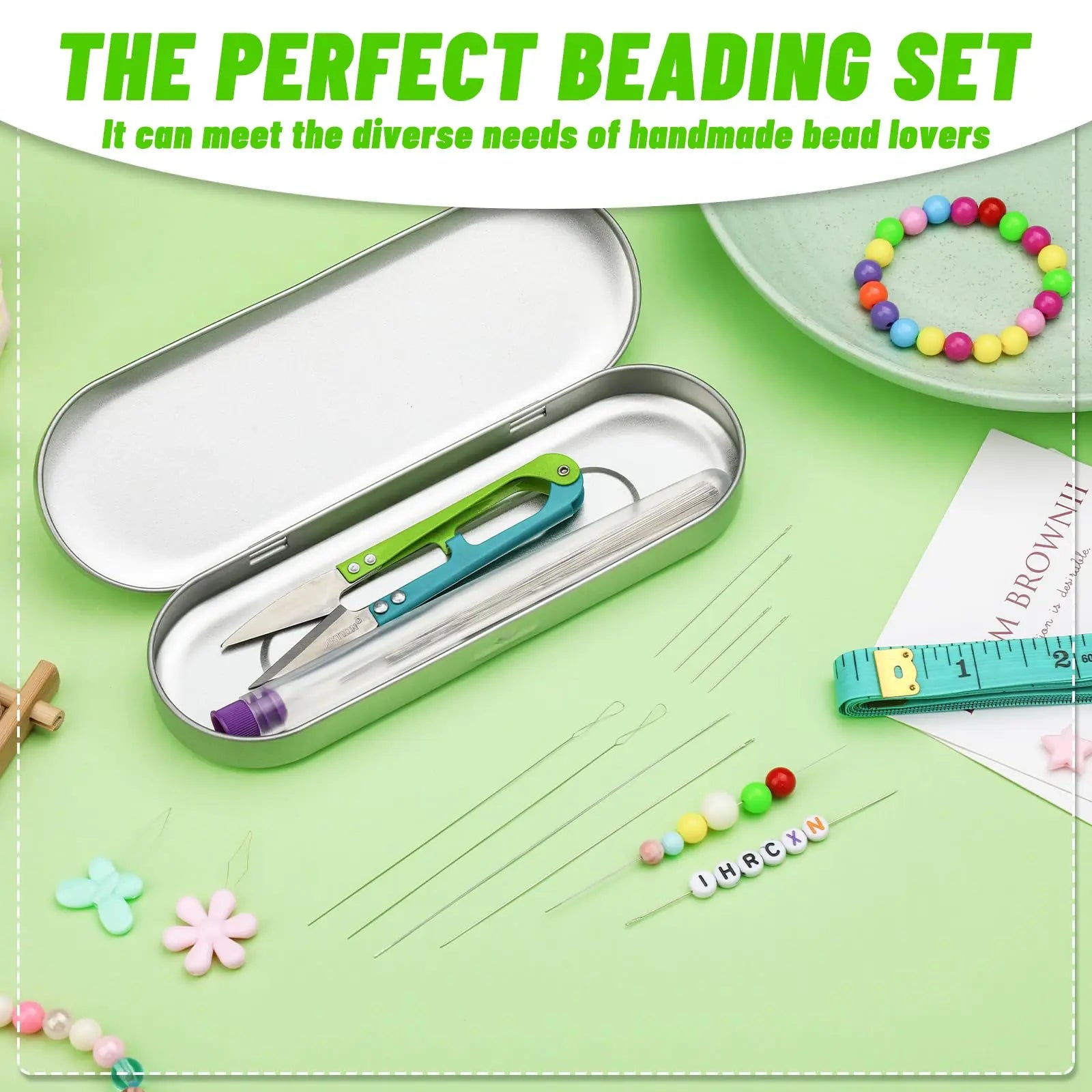 86 Pcs Beading Needle Set,6 Sizes Big Eye Seed Bead Needles,Long Straight Beading Needle,Twist Beading Needles,Flexible Needle for Beads for Jewelry Making