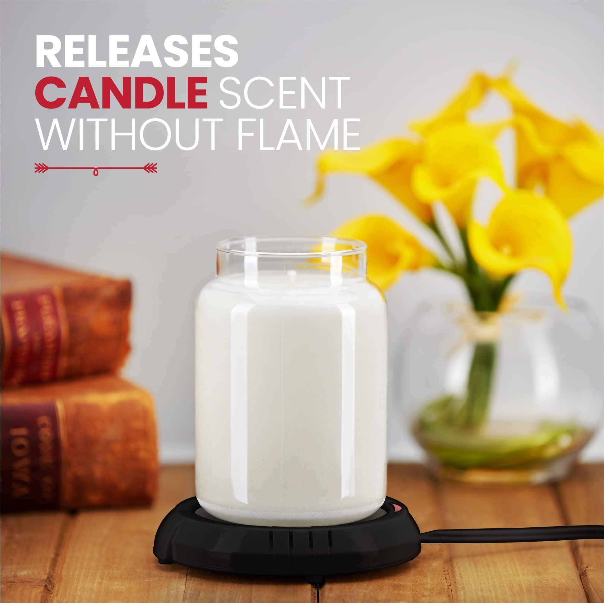Candle Warmer Plate Safely Releases Scents Without a Flame- Used as Candle Jar Warmer, Candle Melter, Coffee Warmer, Mug Warmer, Cup Warmer in Your Home & Office (Black)