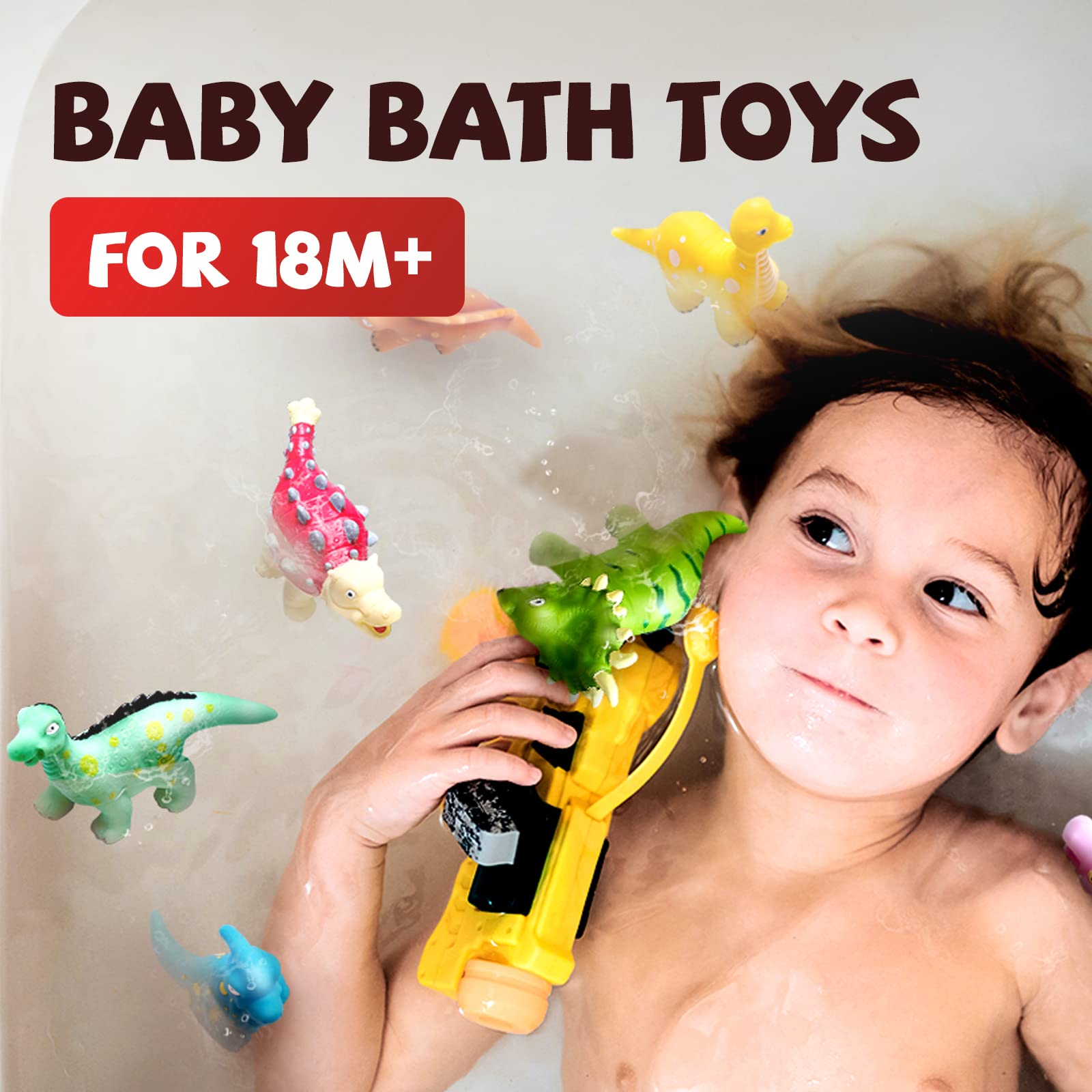 Hely Cancy Dinosaur Bath Toys - No Hole Bath Toys for Kids,Baby Bath Toys for Shower Water Pool Toys