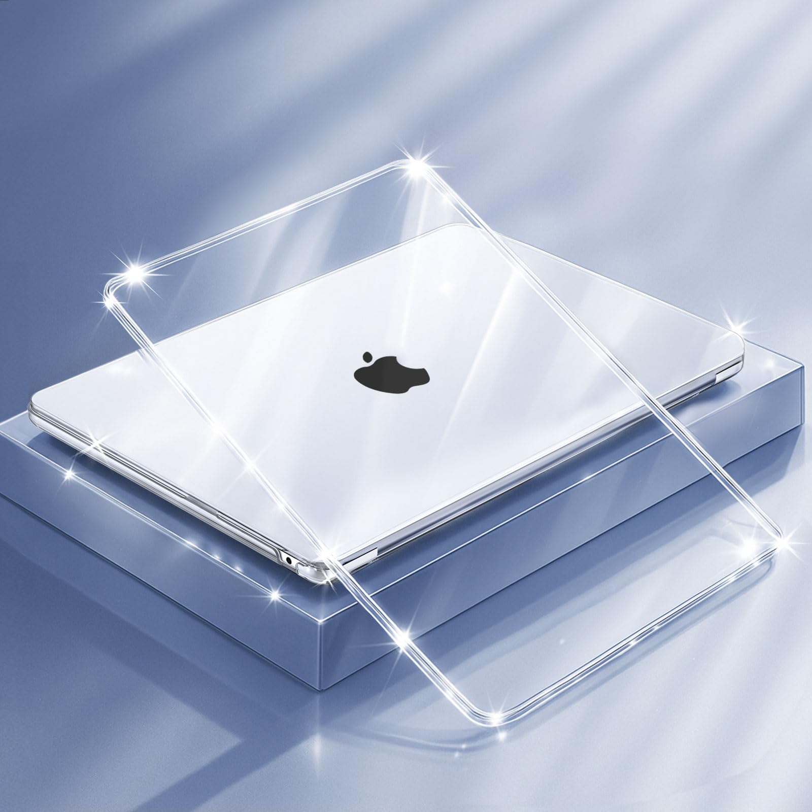 MOSISO Compatible with MacBook Air 13 inch Case 2025 2024 2023 2022 M4 A3240 M3 A3113 M2 A2681, Plastic Hard Shell&Keyboard Cover&Screen Film&Pouch for MacBook Air 13.6 inch Case, Crystal Clear