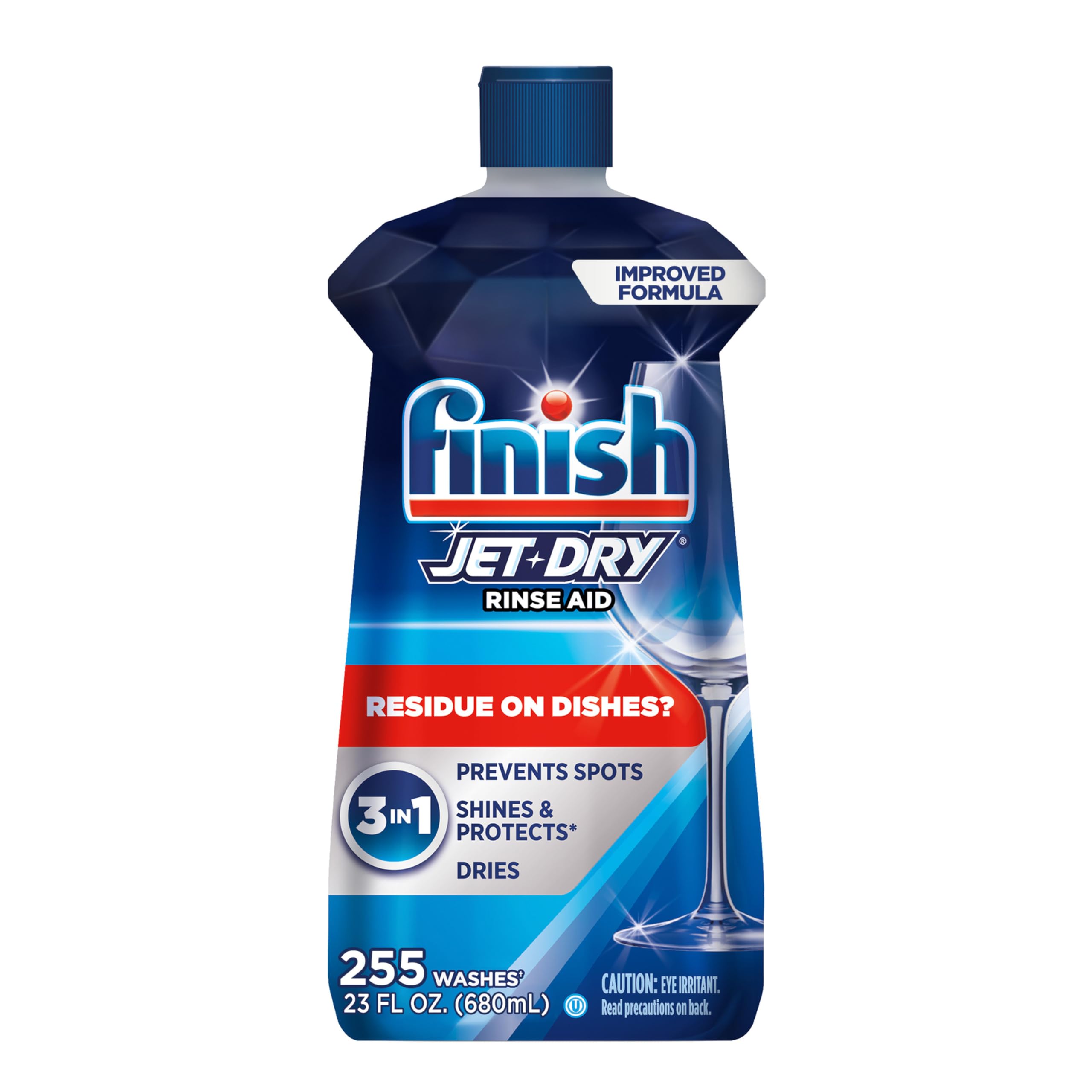 Finish Jet-Dry Klarspüler für Spülmaschinen, Kompatibel mit Geschirrspülmittel, Verhindert Wasserflecken & Rückstände, Trocknet, Glänzt & Schützt, 680 ml, 225 Spülgänge.